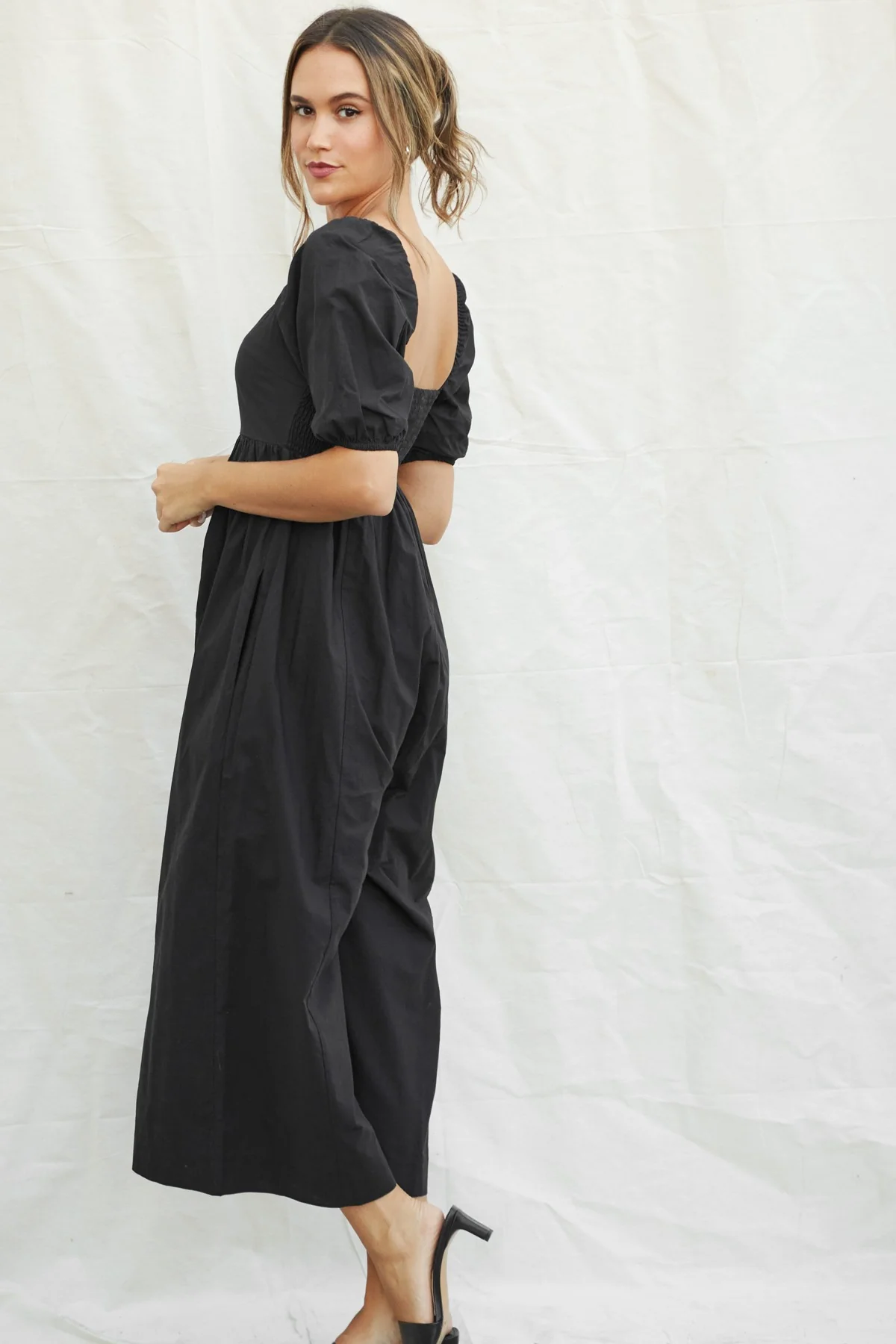 Black Sweetheart Cropped Wide Leg Jumpsuit - Image 3