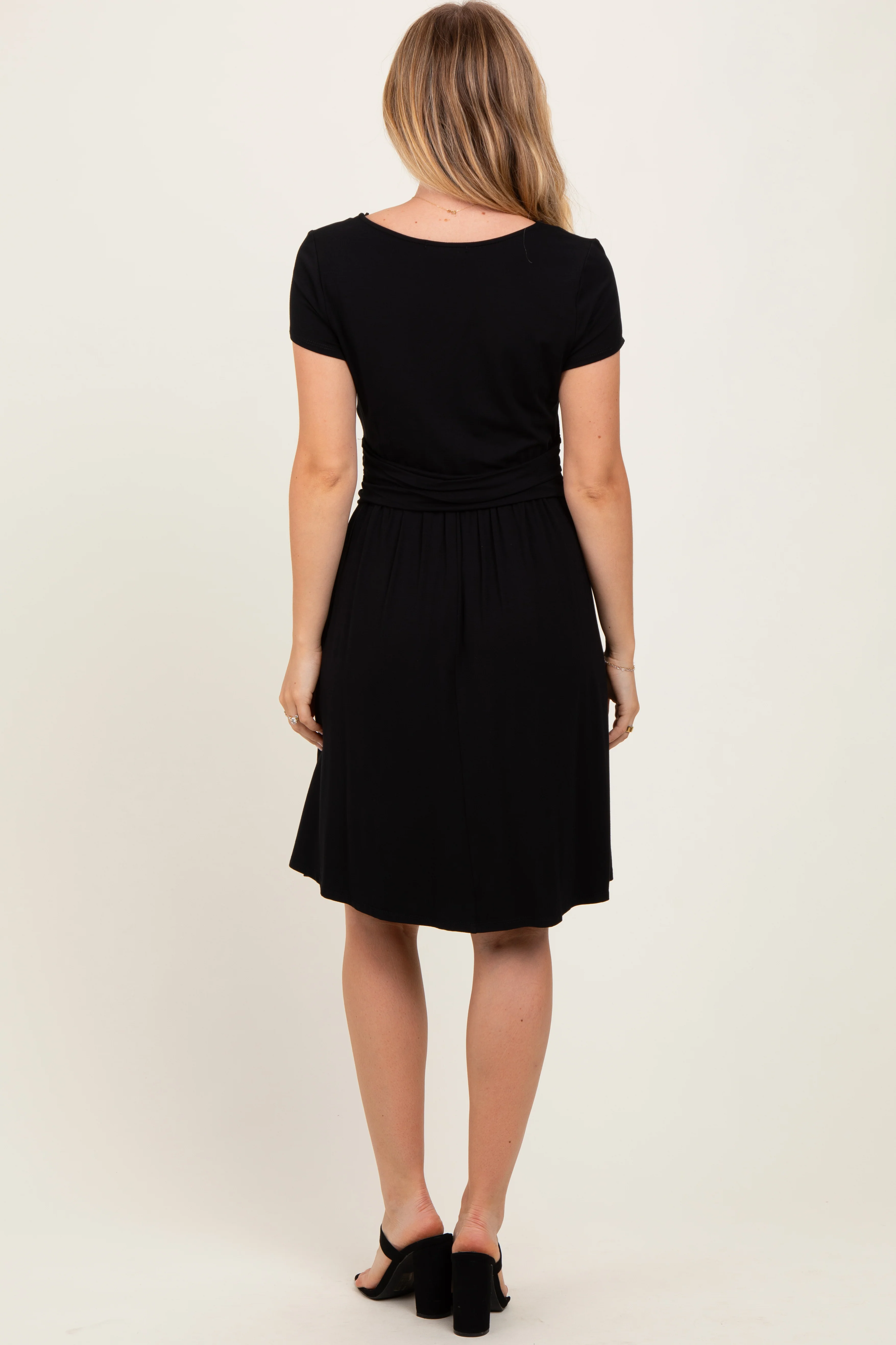 Black Twist Front Short Sleeve Dress - Image 4