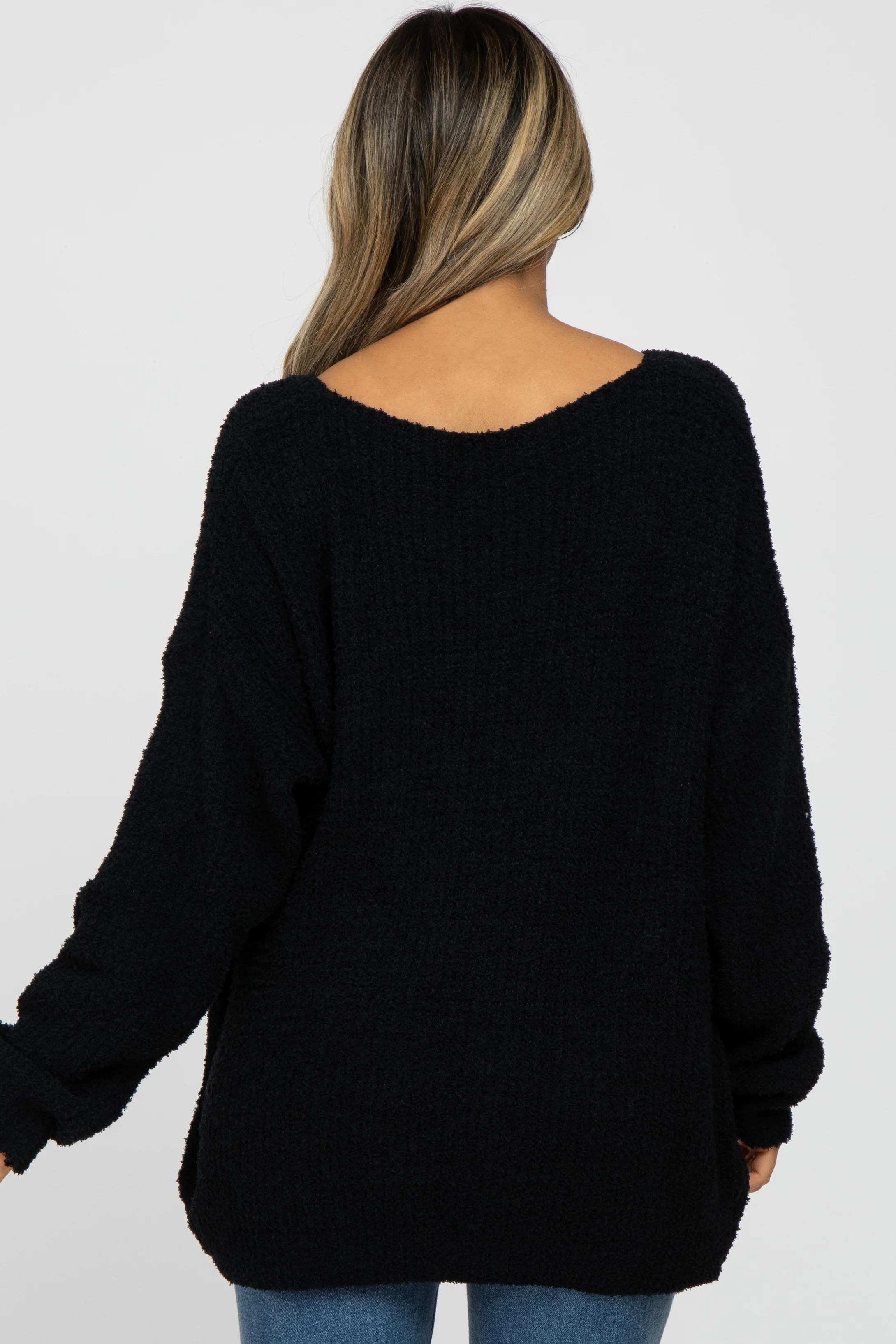 Black V-Neck Soft Sweater - Image 3