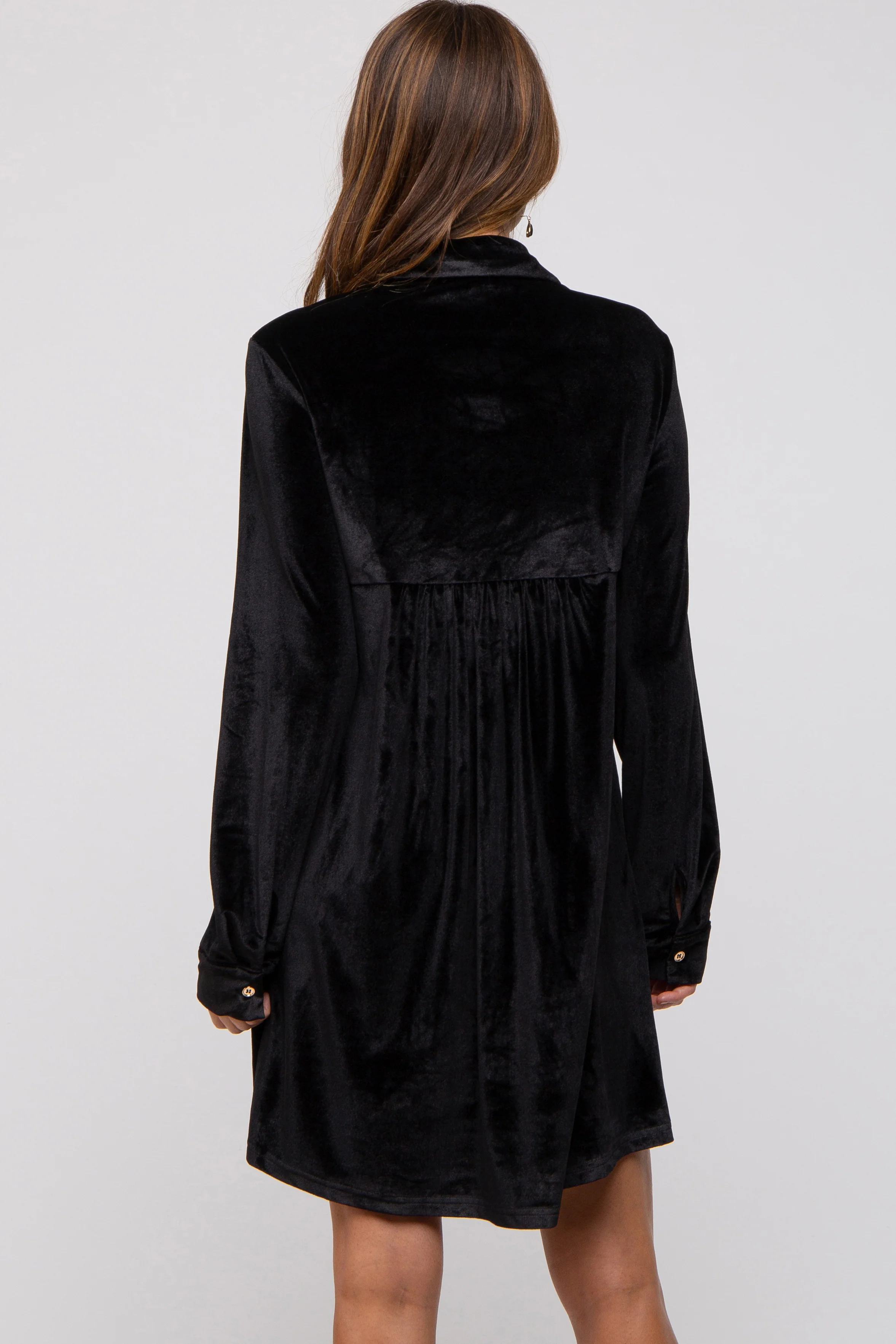 Black Velvet Button Down Dress - Image 3