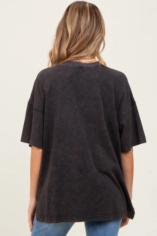 Black Washed Oversized Boxy Maternity Tee - Image 3