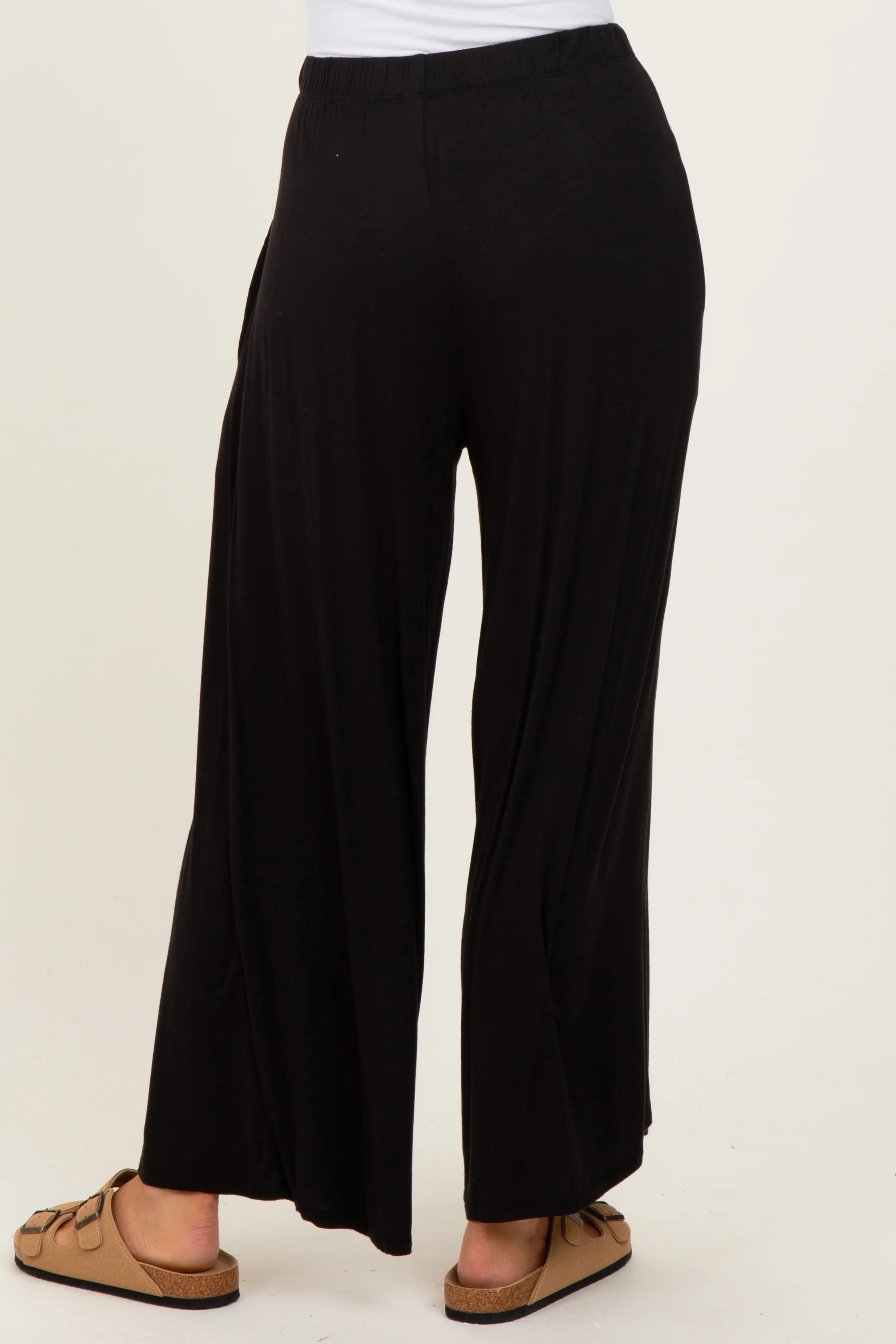 Black Wide Leg Ankle Lounge Pants - Image 4