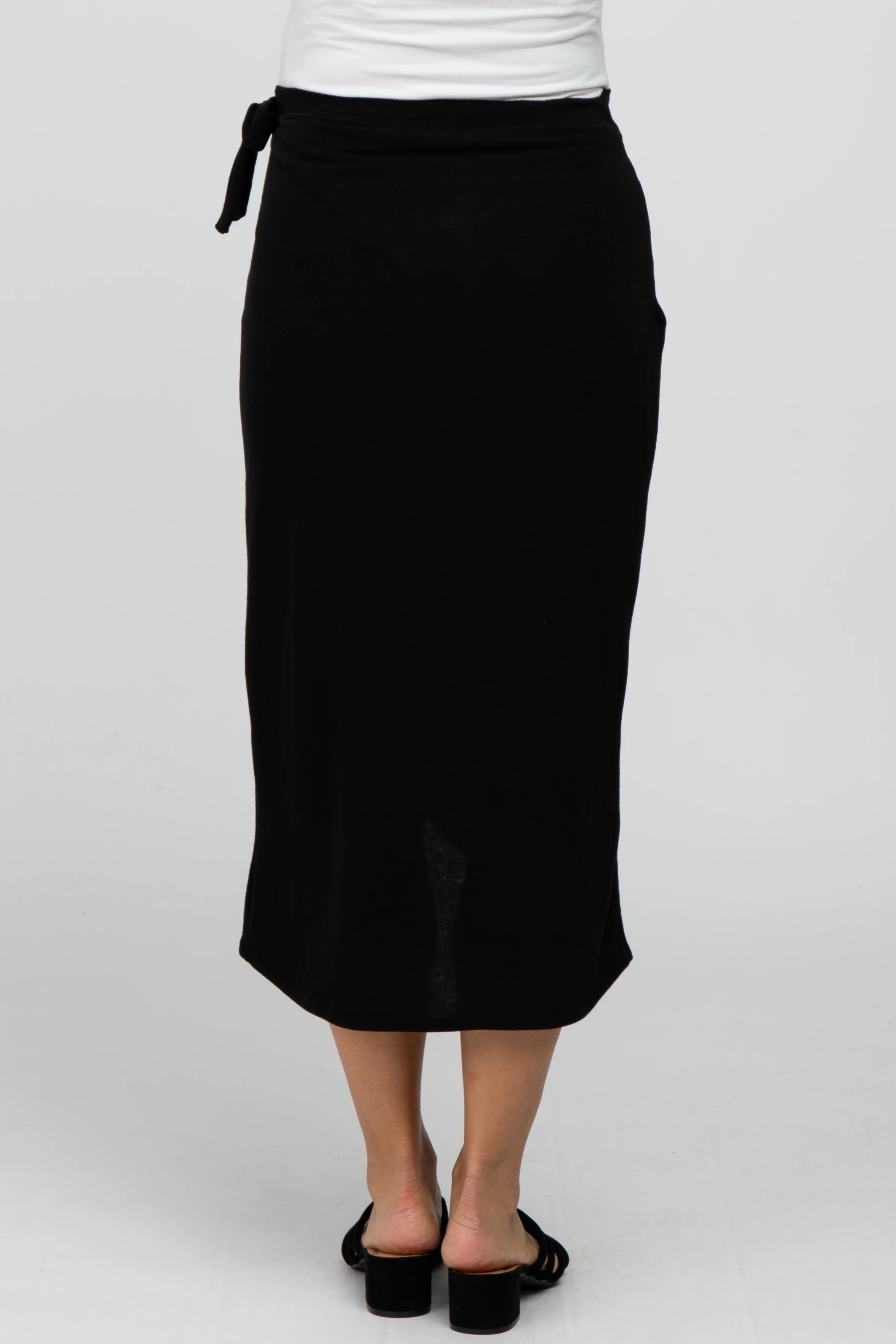 Black Wrap Maternity Midi Skirt - Image 4