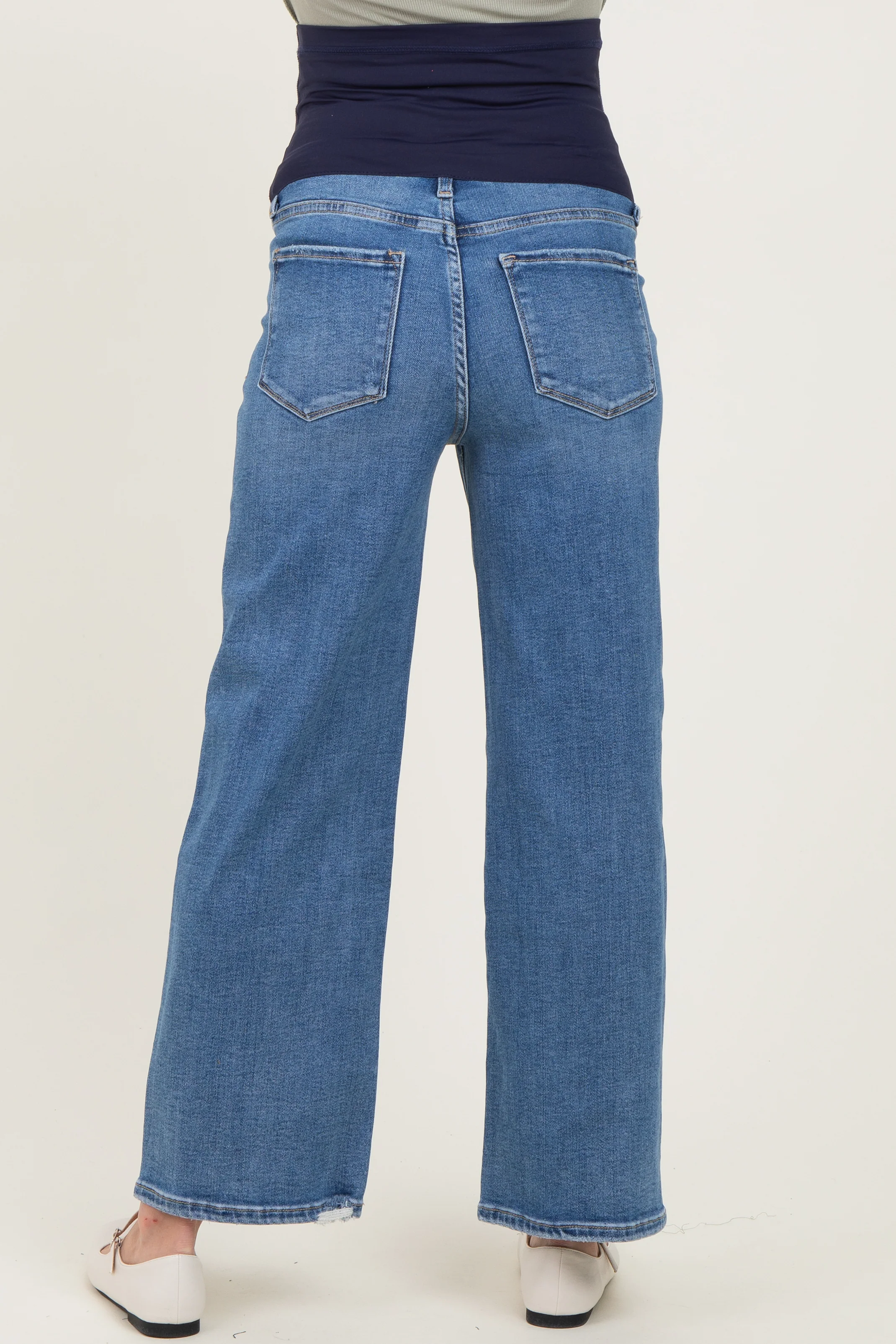 Blue Ankle Wide Leg Maternity Jeans - Image 5