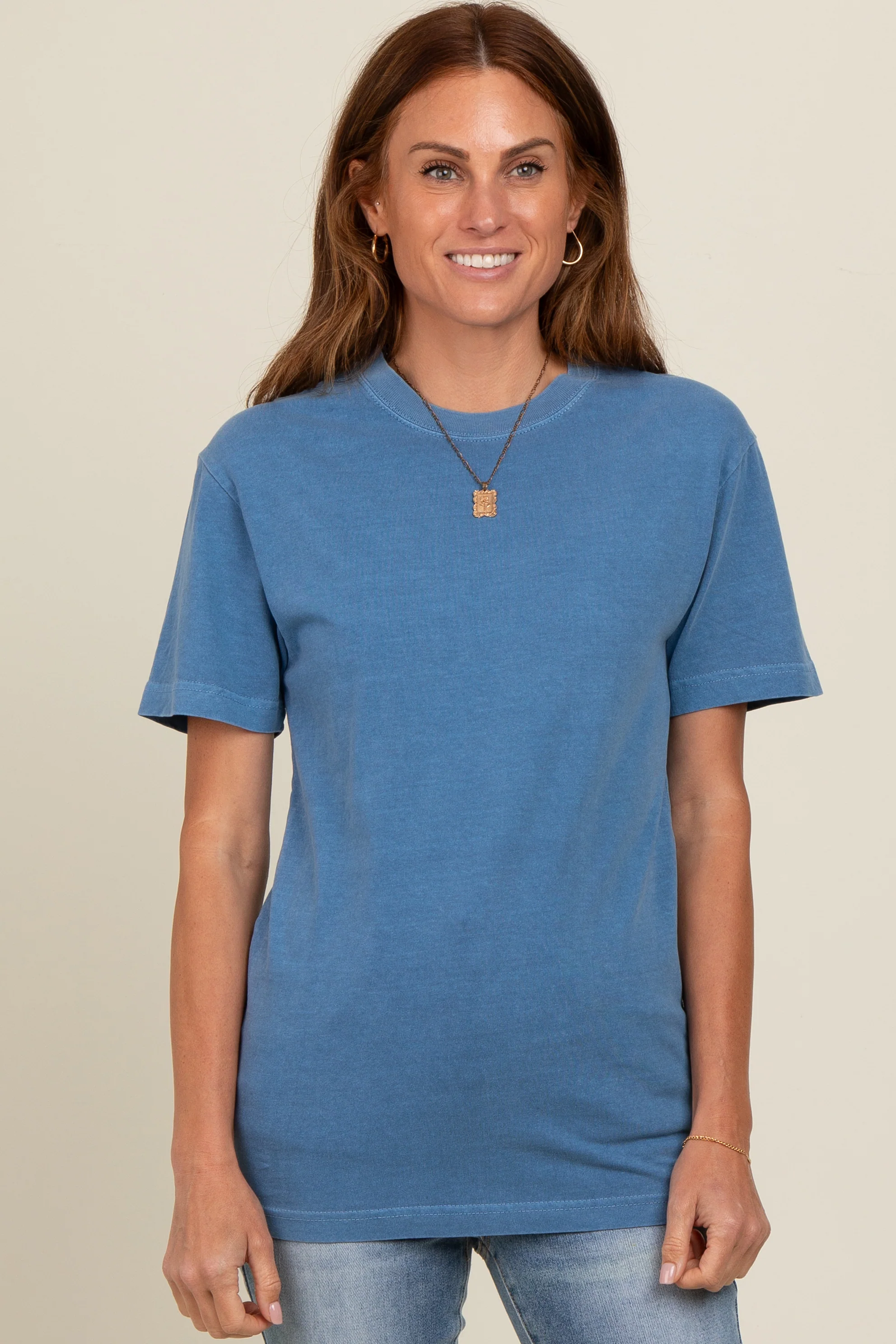 Blue Basic Maternity T-Shirt - Image 4