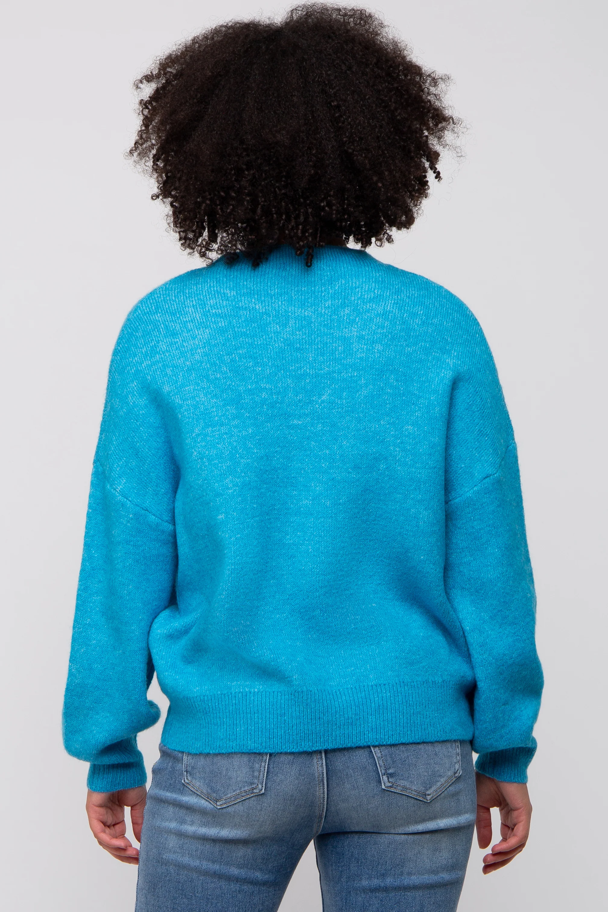 Blue Bubble Sleeve Sweater - Image 3