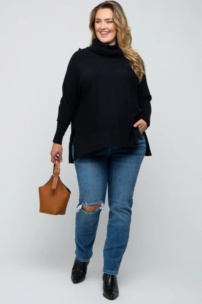 Blue Distressed Knee Skinny Maternity Plus Jeans - Image 6