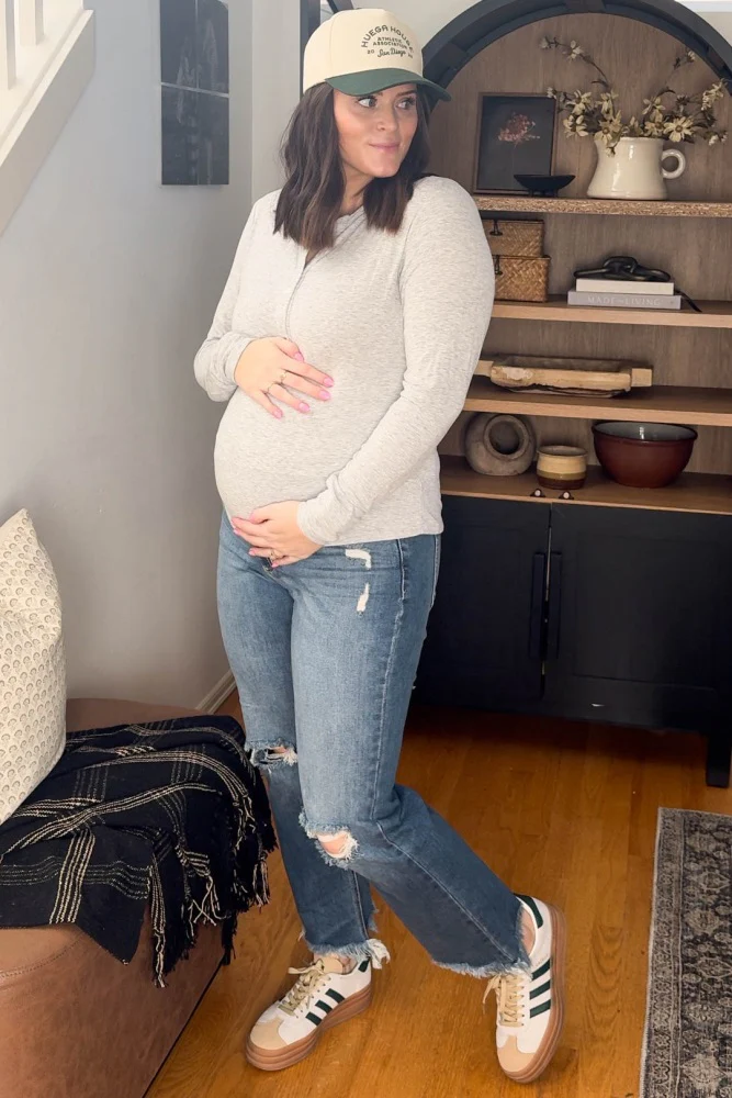 Blue Frayed Wide Leg Cropped Maternity Jeans - Image 16