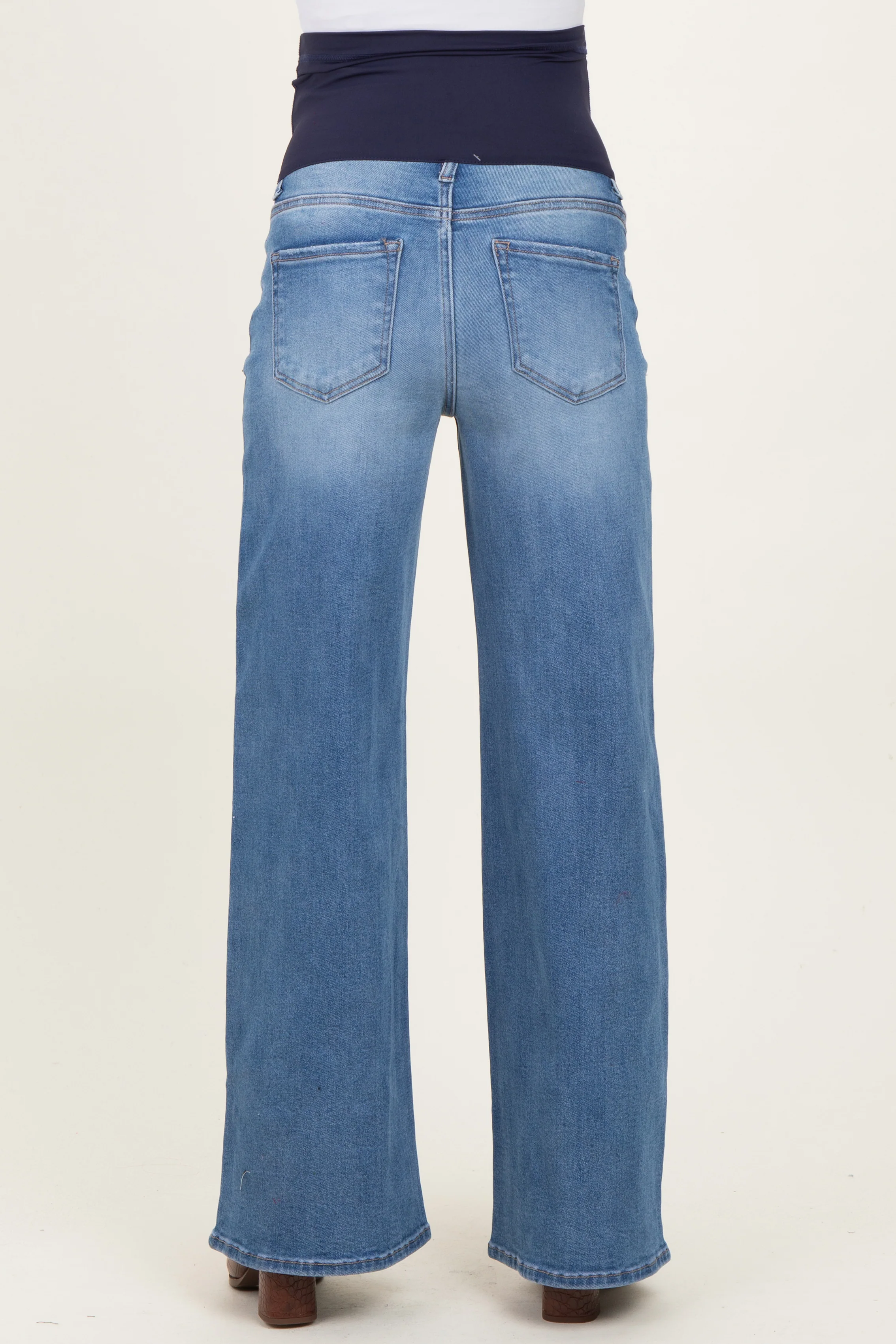 Blue Medium Wash Wide Leg Maternity Jeans - Image 5