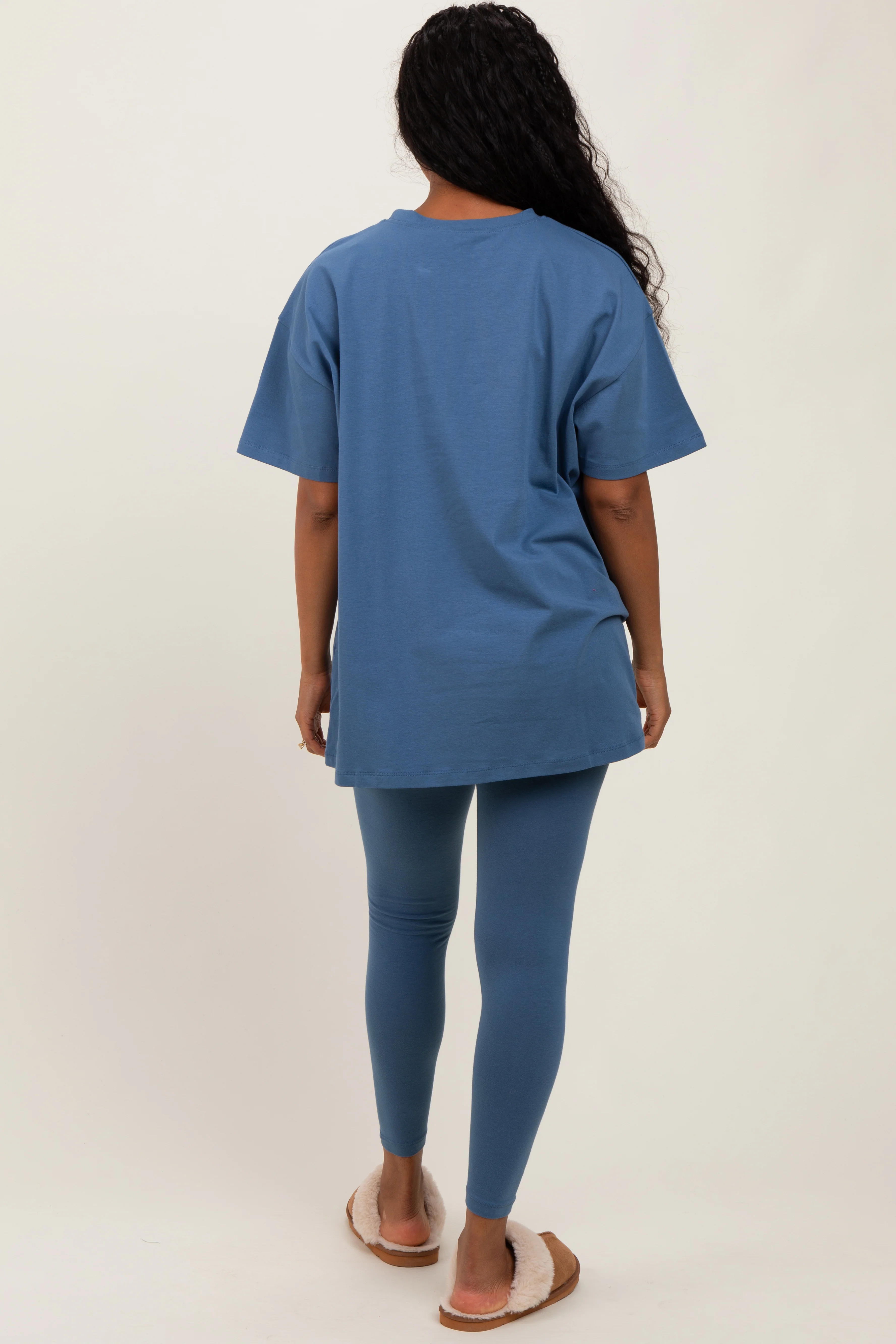 Blue Oversized Crewneck Short Sleeve and Legging Set - Image 4