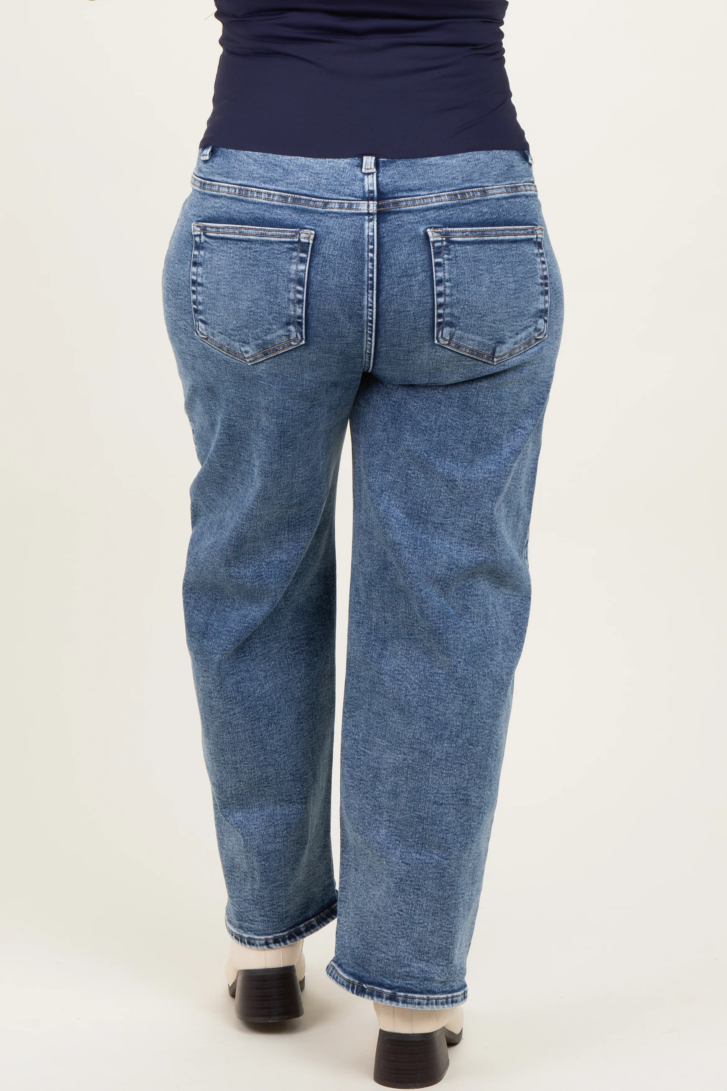 Blue Slim Ankle Barrel Leg Maternity Plus Jeans - Image 5
