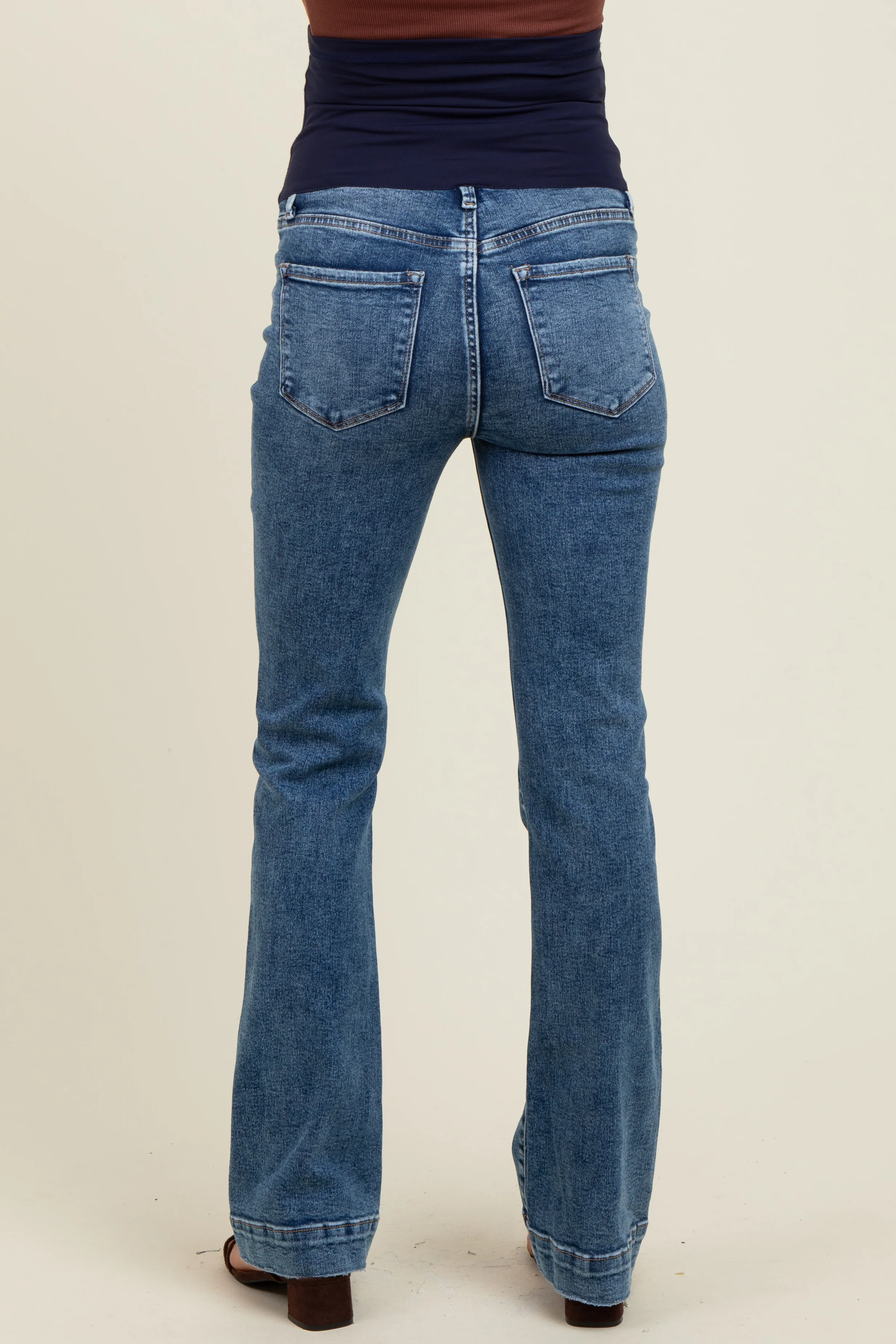 Blue Wide Hem Maternity Bootcut Jeans - Image 4