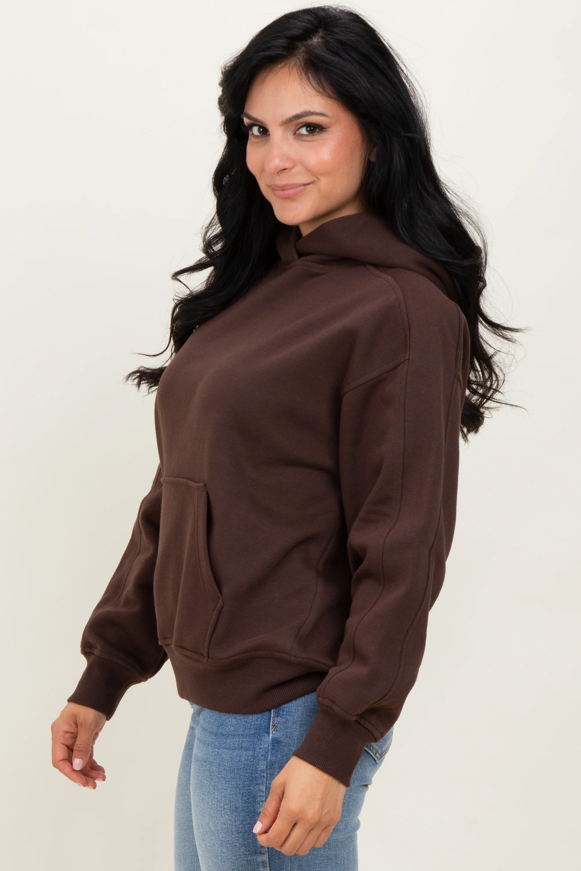 Brown Fleece Oversized Hoodie - Image 3