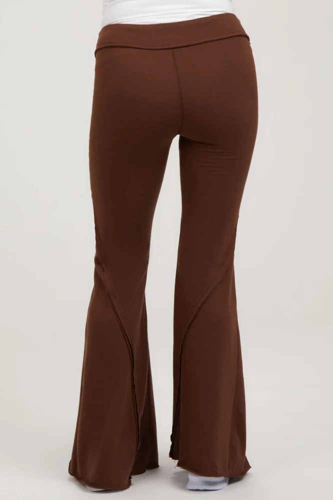 Brown Terry Flare Maternity Lounge Pants - Image 4