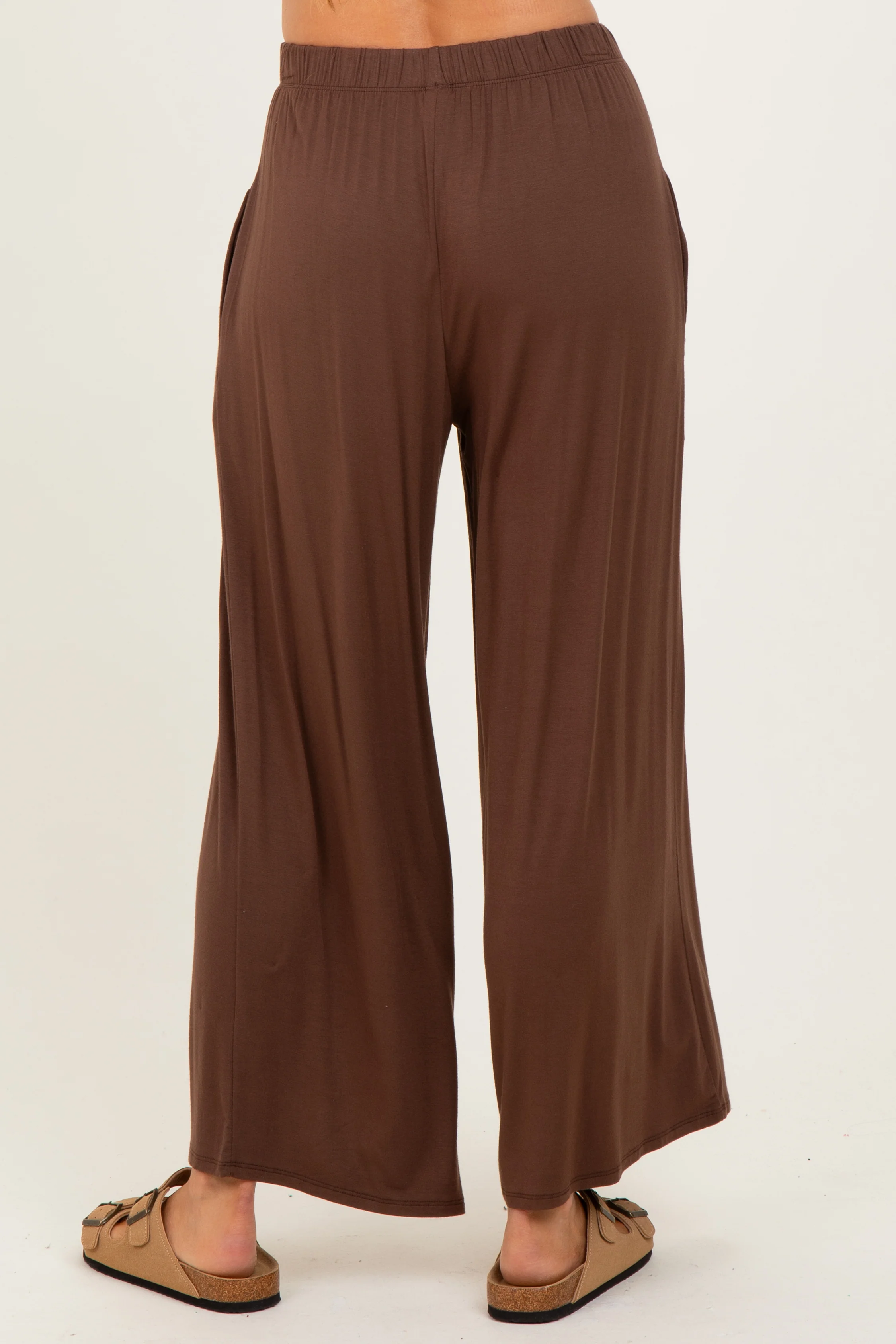 Brown Wide Leg Ankle Lounge Pants - Image 4