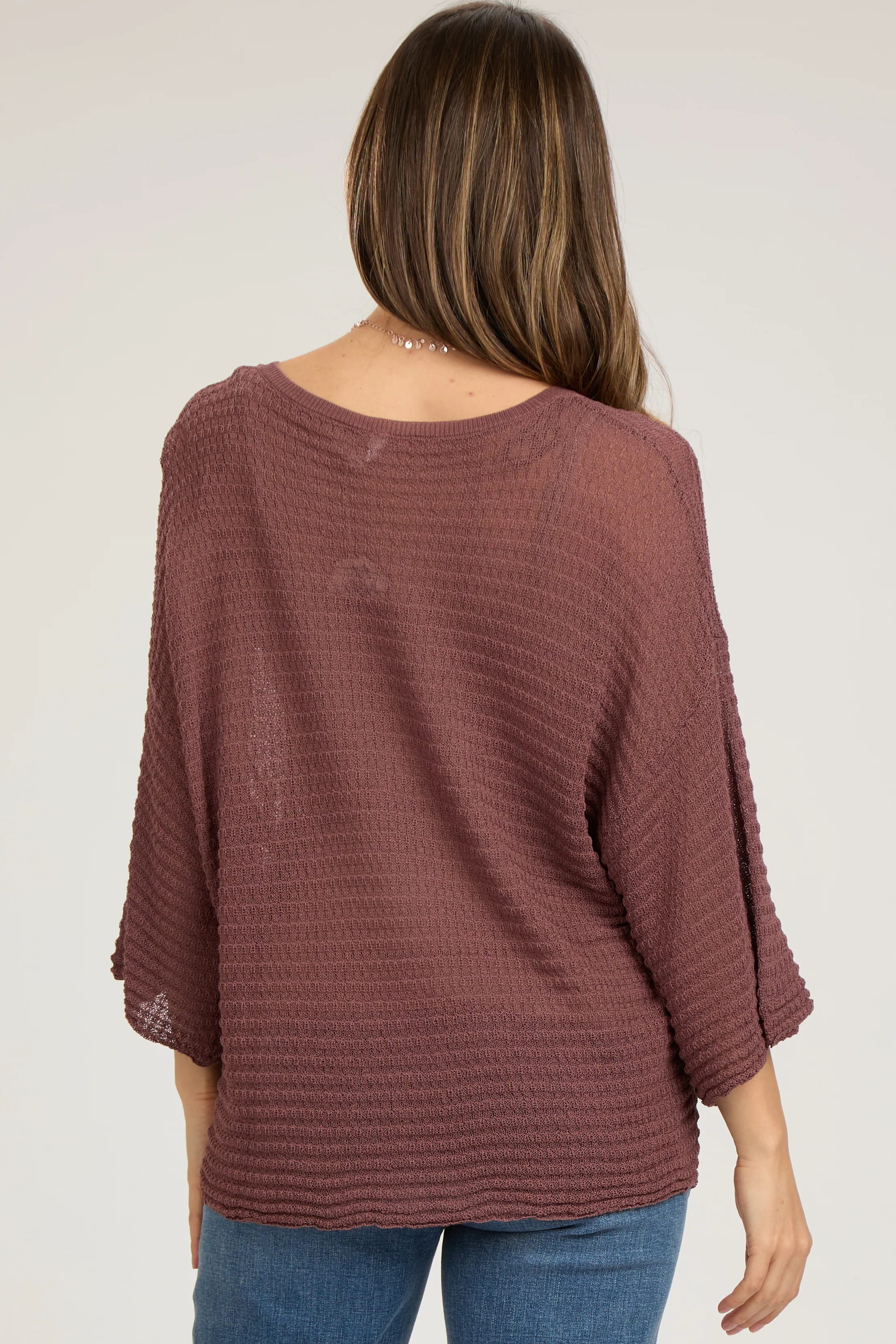 Burgundy Knit Maternity Short Sleeve Top - Image 3