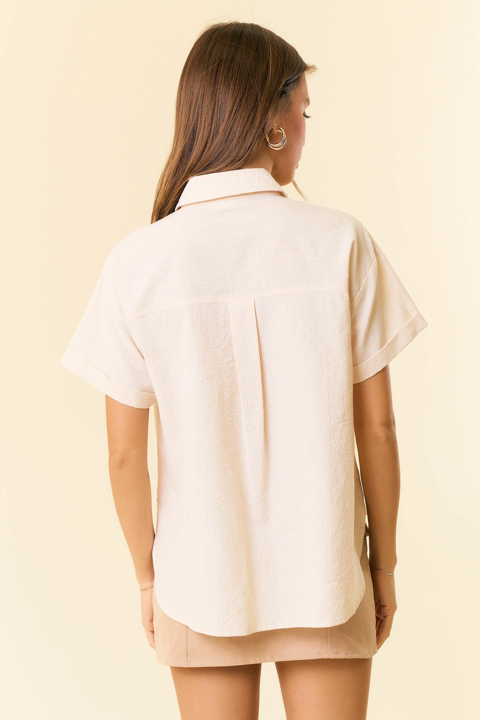 Butter Pin Stripe Short Sleeve Utility Button-Down - Image 3