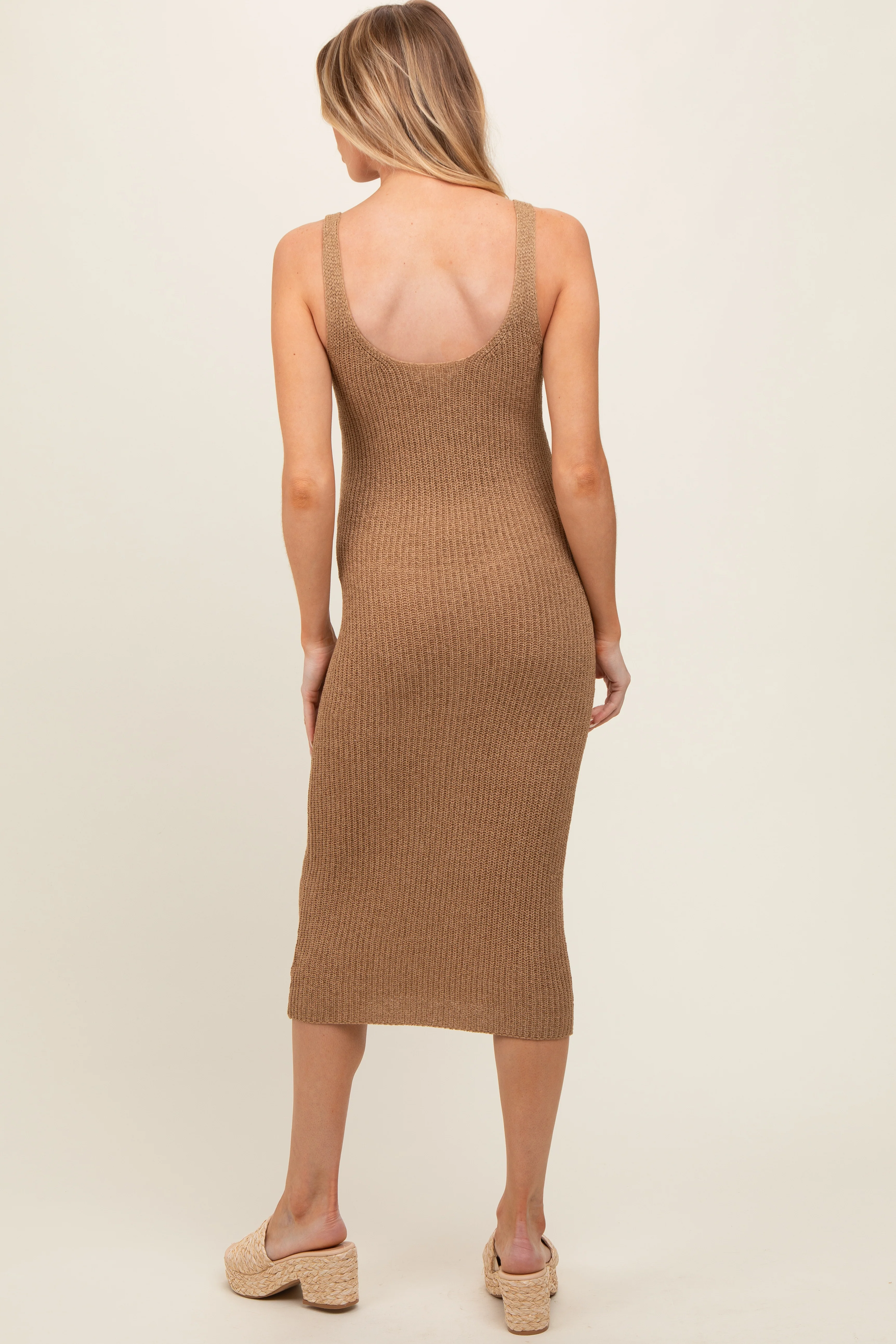 Camel Knit Maternity Dress - Image 3