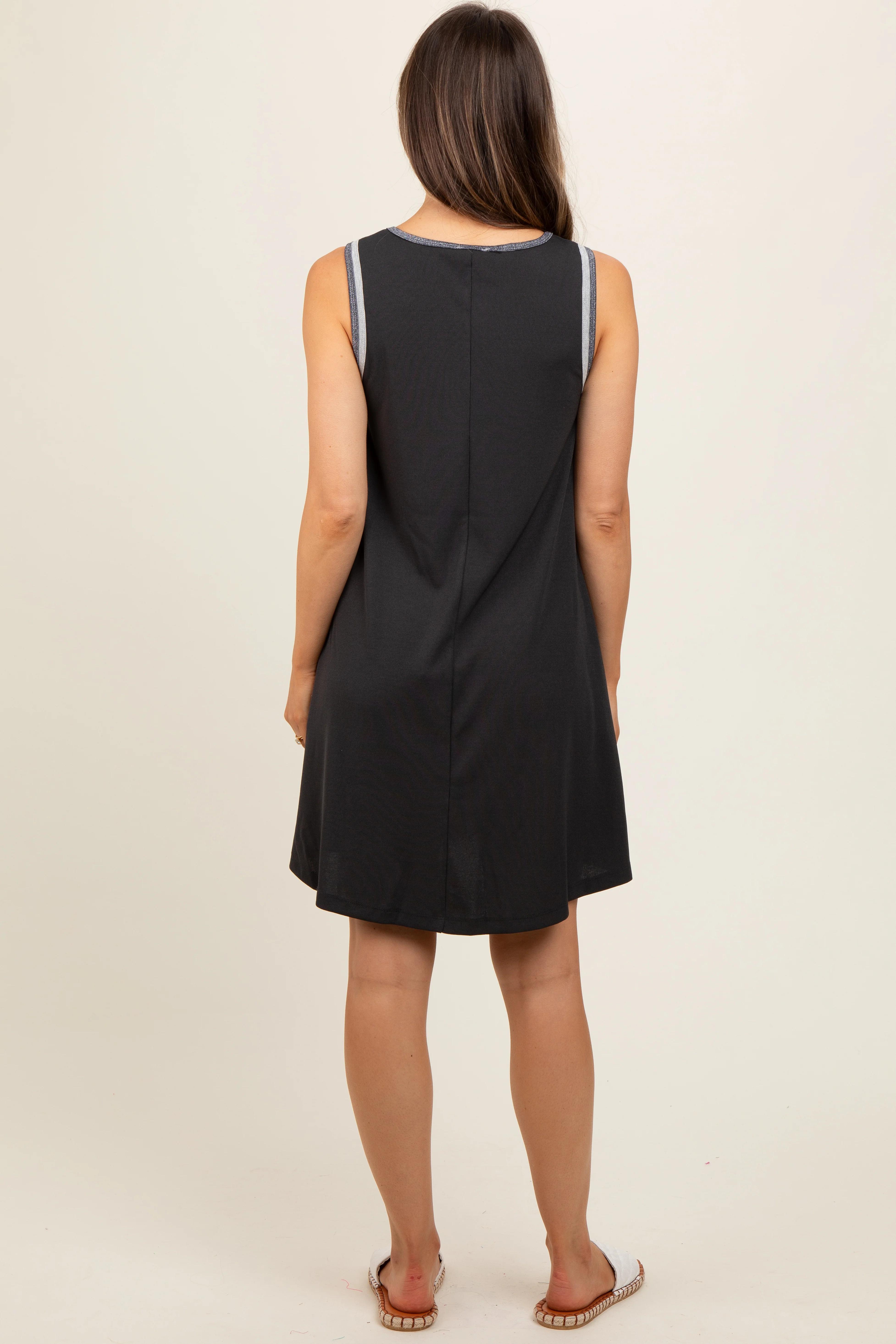 Charcoal Foil Detailed Maternity Dress - Image 5