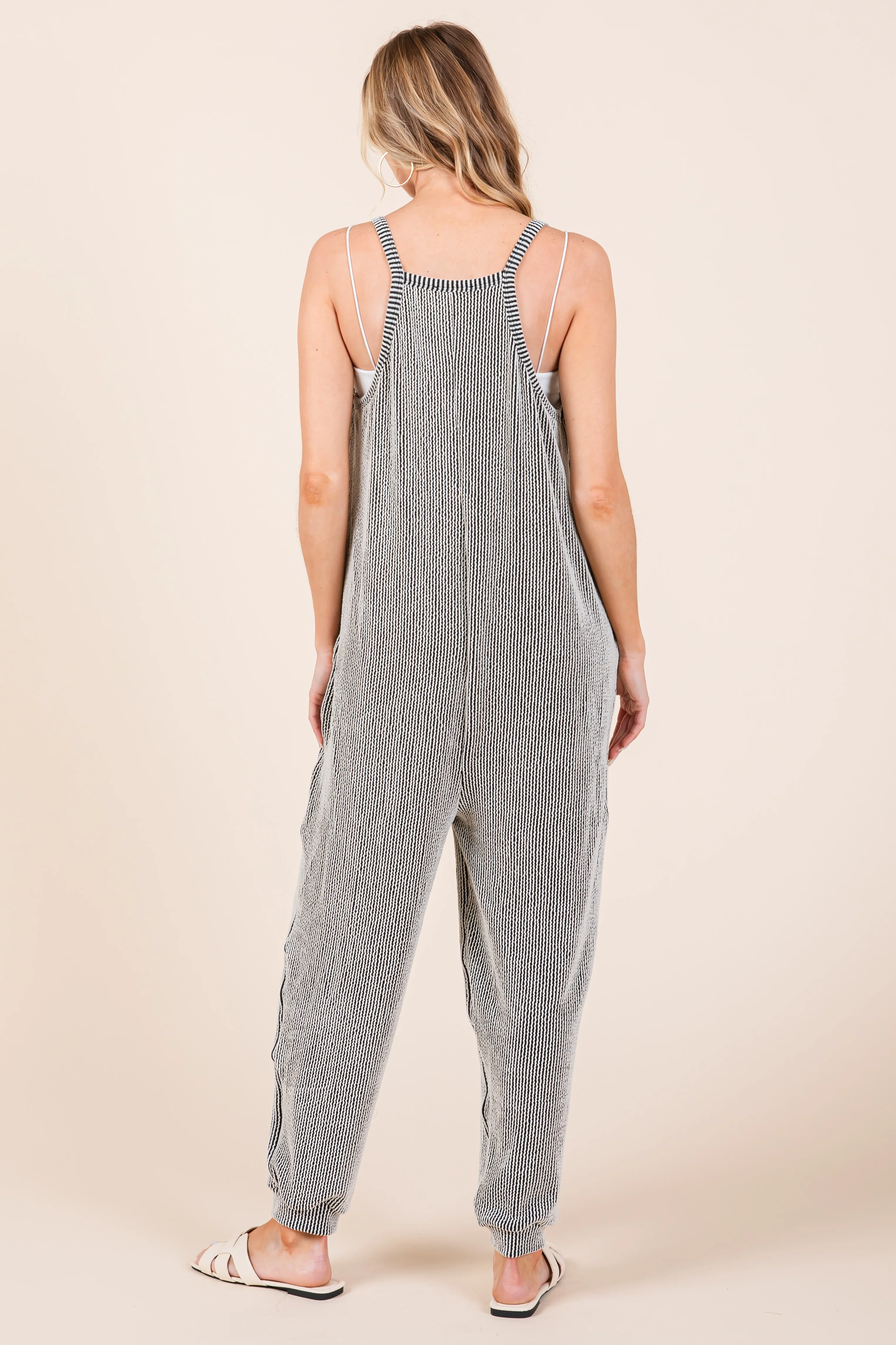 Charcoal Ribbed Sleeveless Jumpsuit - Image 4