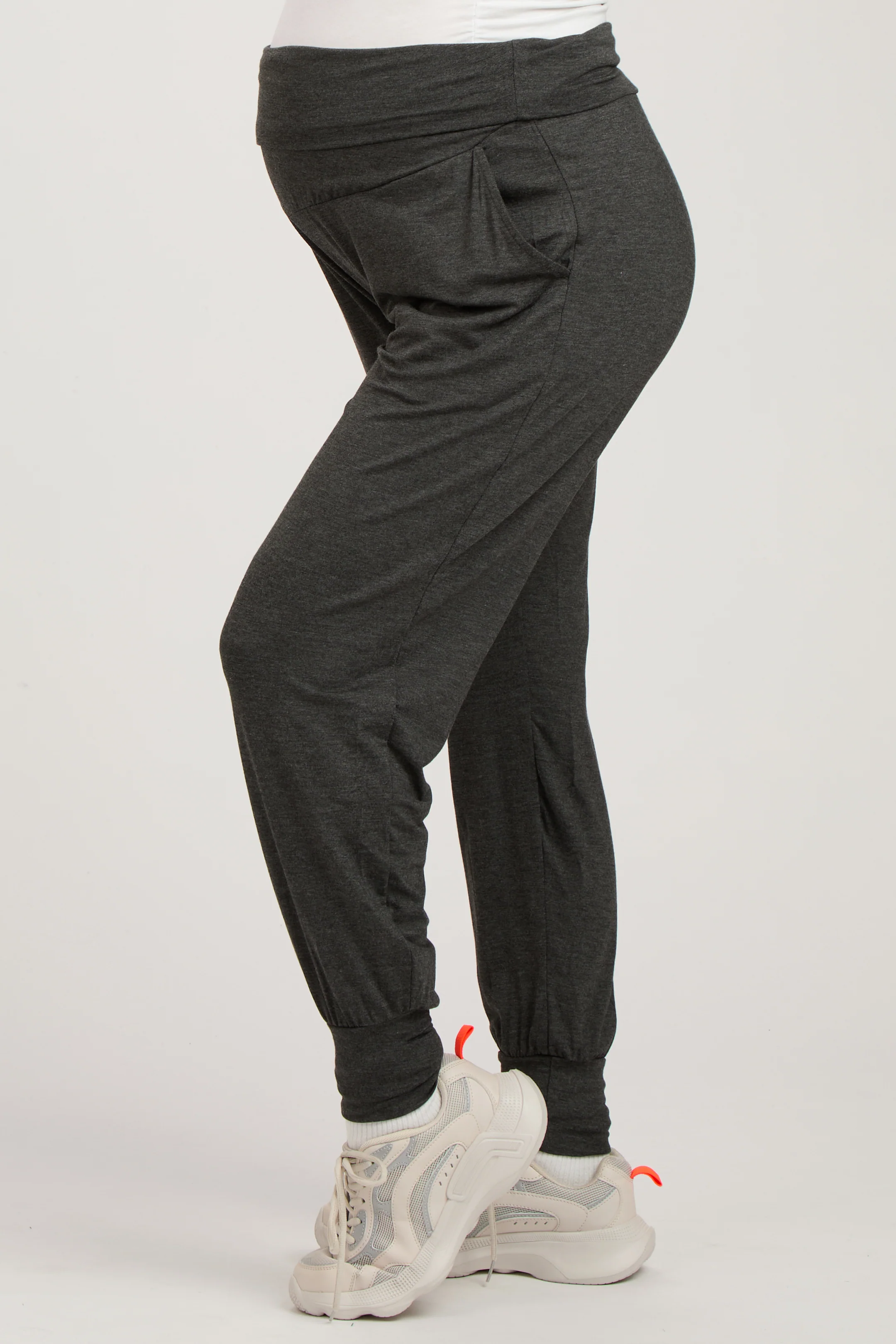 Charcoal Soft Knit Maternity Joggers - Image 3