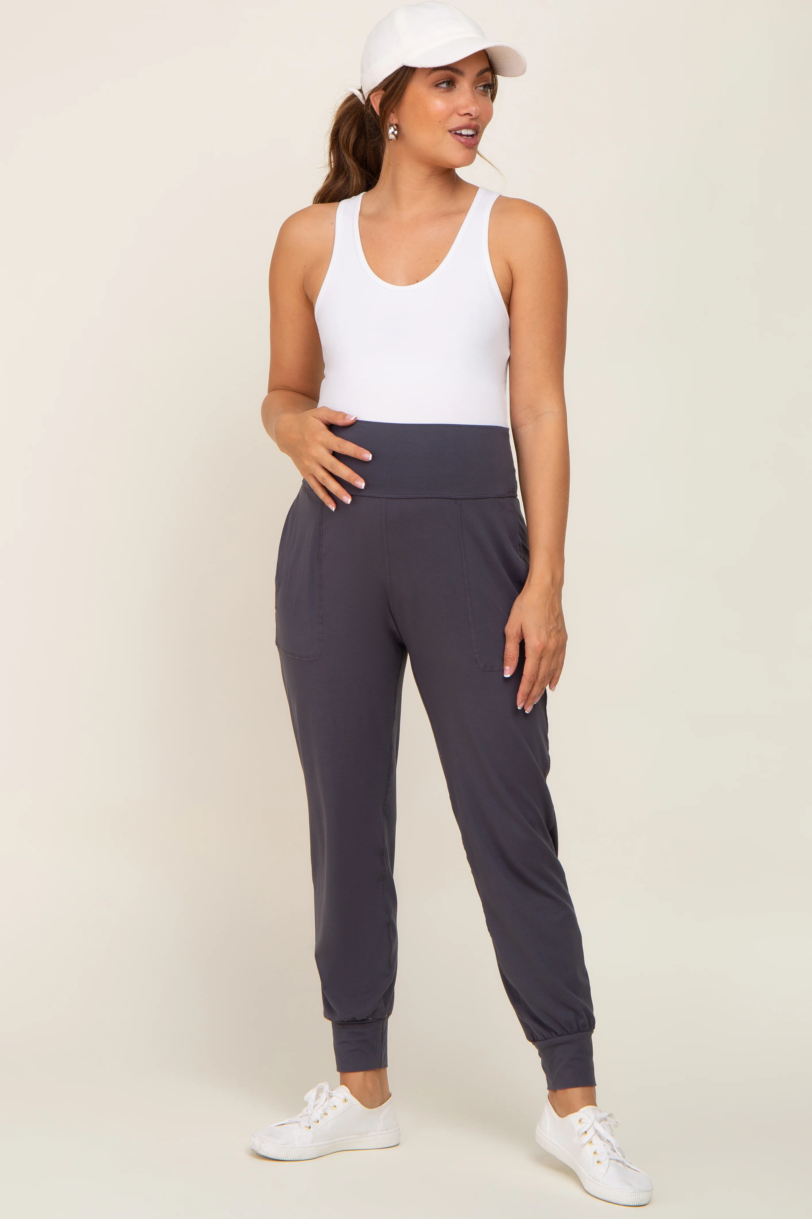 Charcoal Soft Maternity Jogger Pants - Image 5