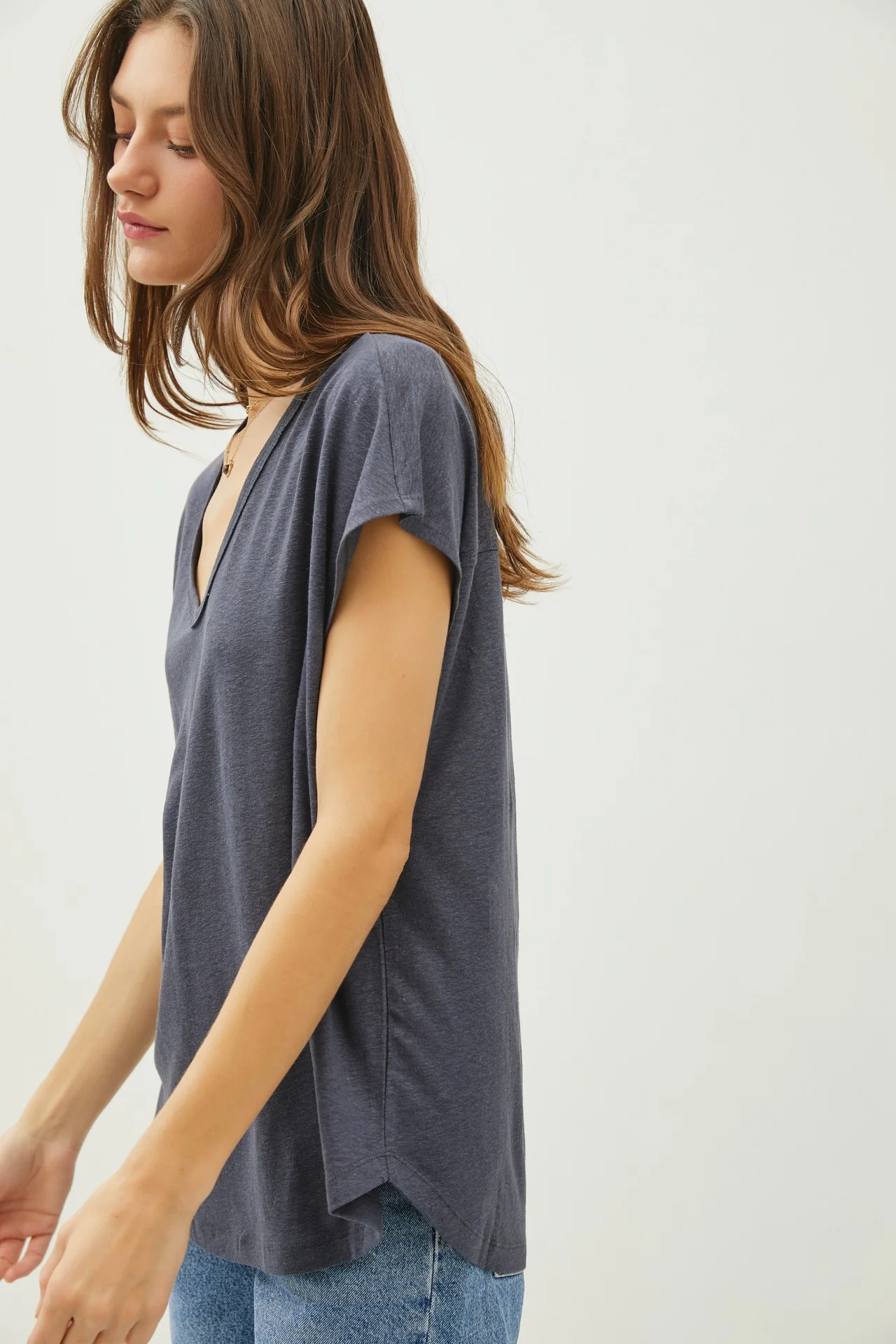 Charcoal V-Neck Top - Image 2