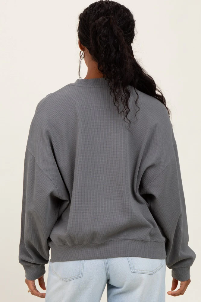 Charcoal Waffle Knit Pullover - Image 4