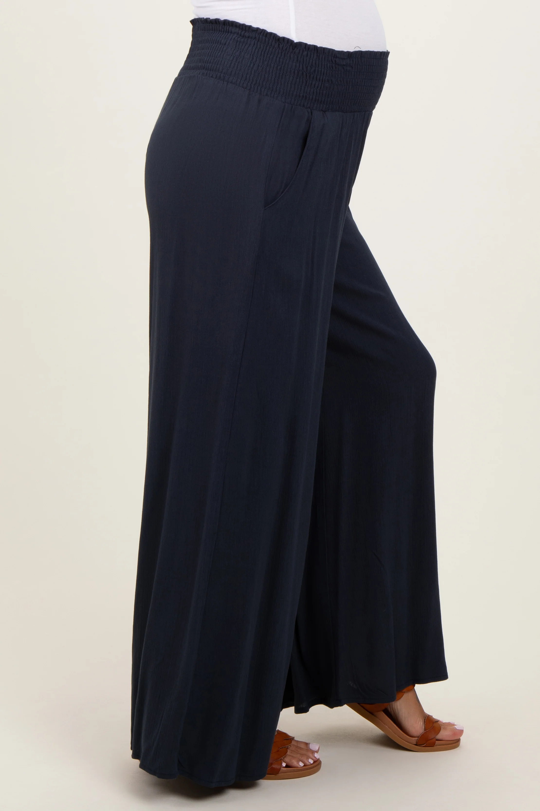 Charcoal Wide Smock Waist Maternity Pants - Image 4