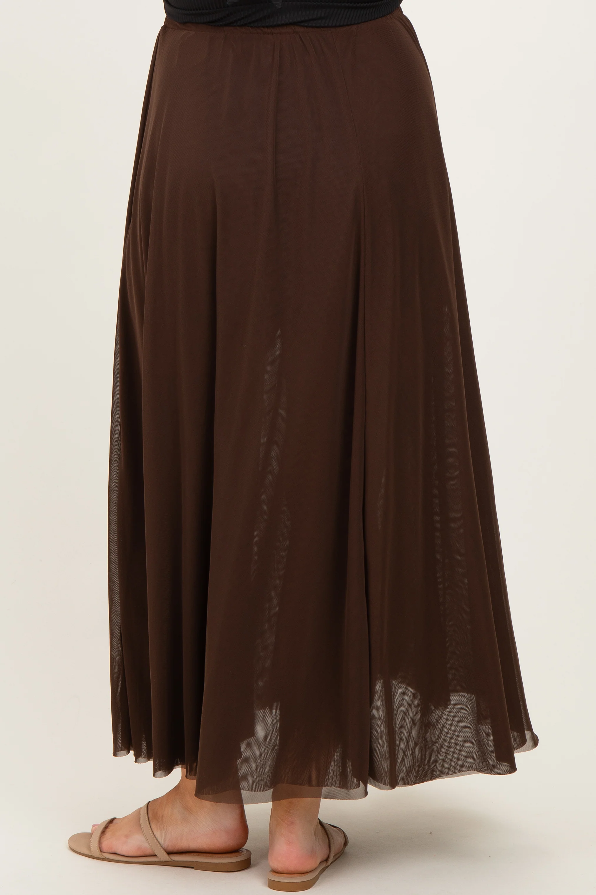 Chocolate Mesh Maternity Maxi Skirt - Image 4