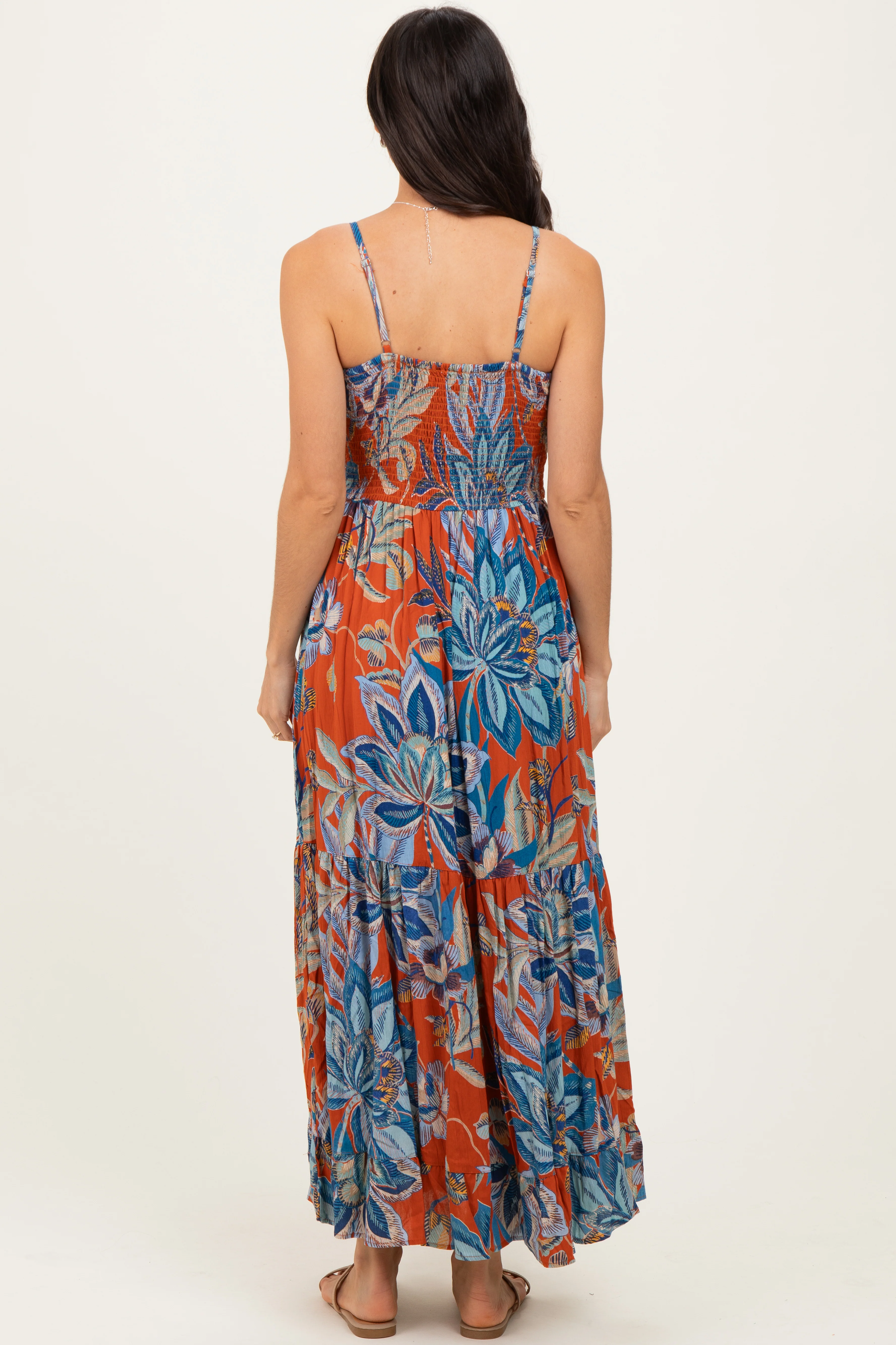Cinnamon Floral Twist Front Cutout Maxi Dress - Image 4