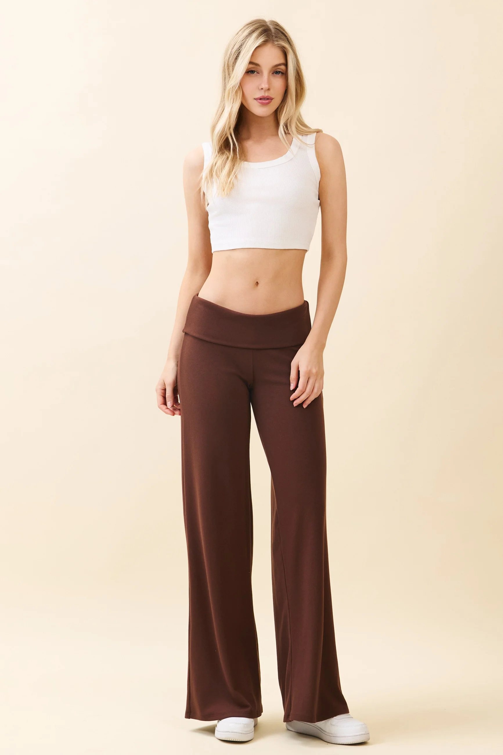 Cocoa Wide Leg Fold Over Maternity Lounge Pants - Image 5