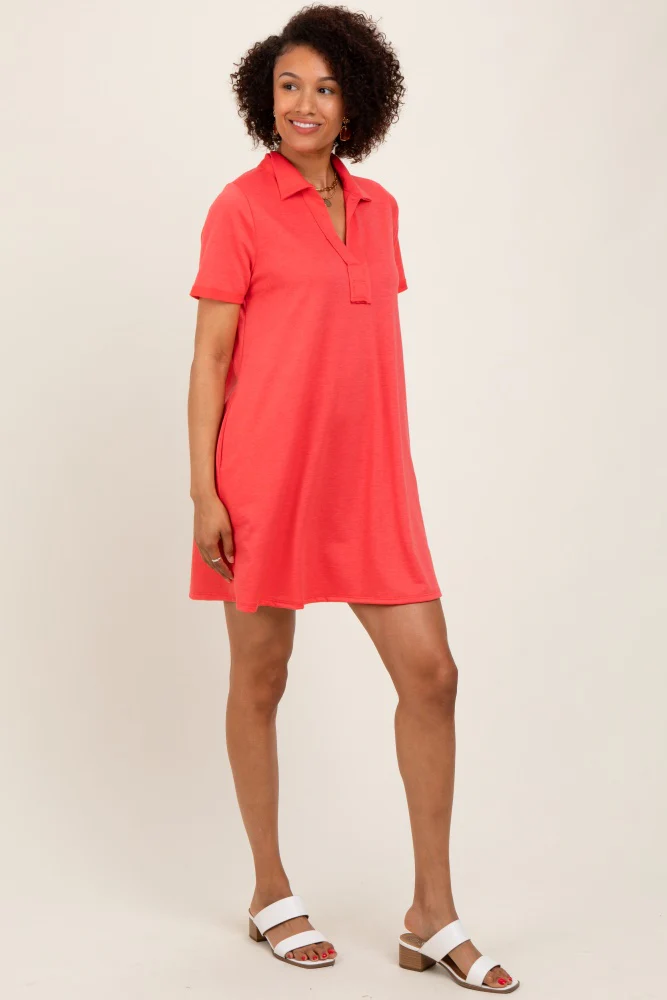 Coral Basic Polo Dress - Image 3