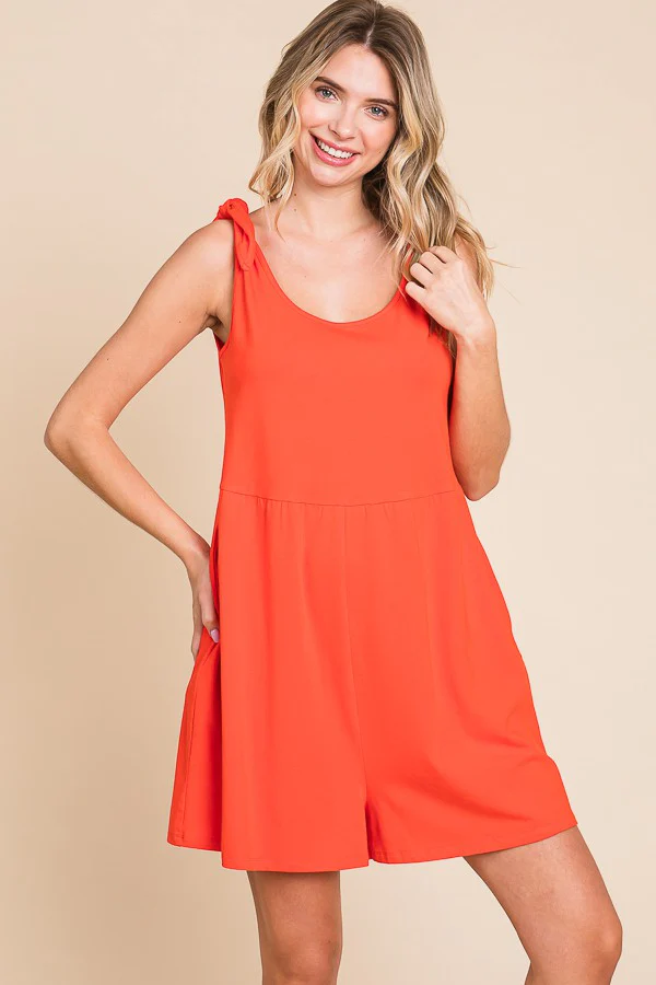 Coral Knot Strap Maternity Romper - Image 4