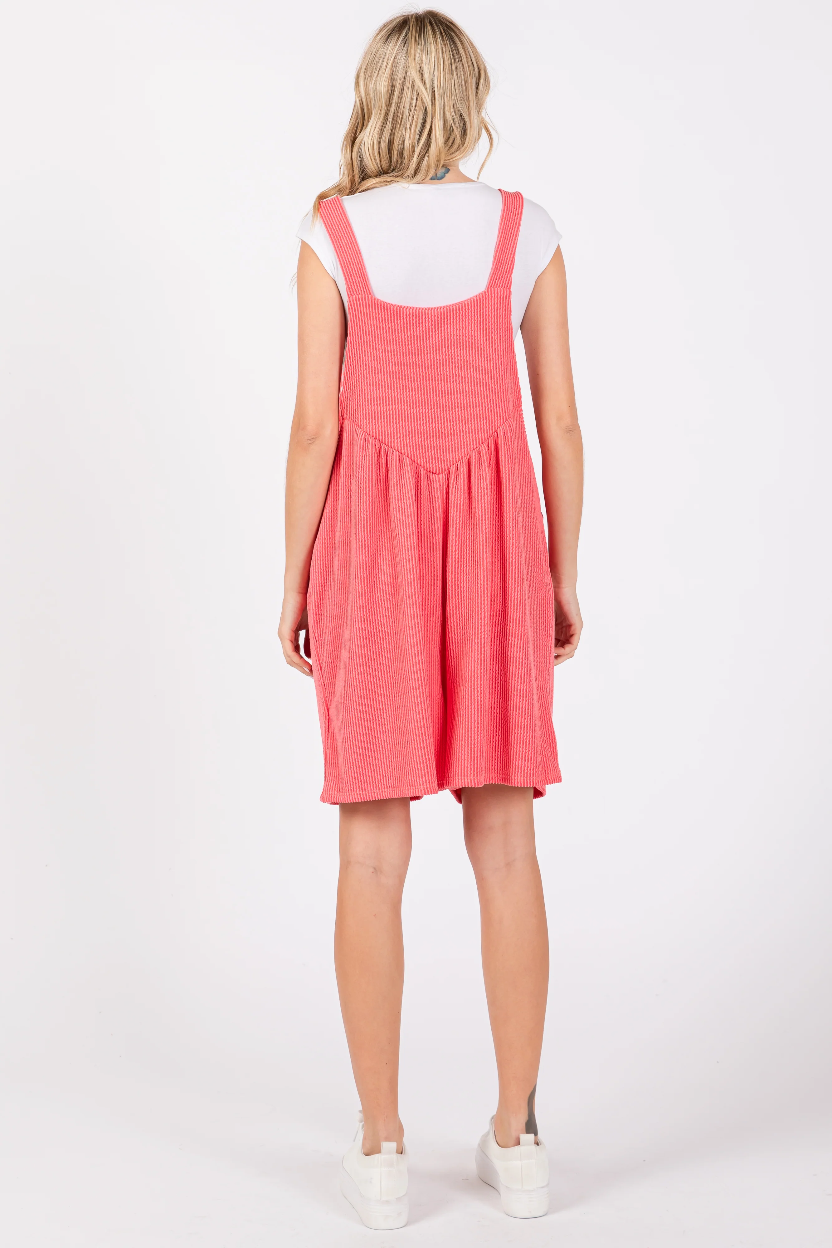 Coral Ribbed Romper - Image 3