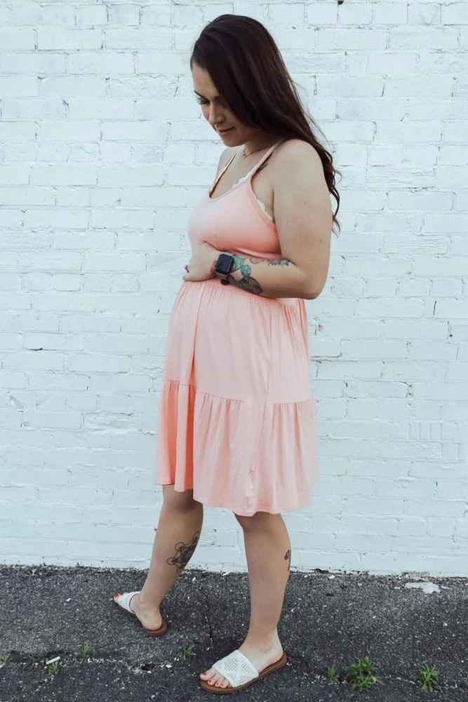 Coral Tiered Maternity Tank Dress - Image 5