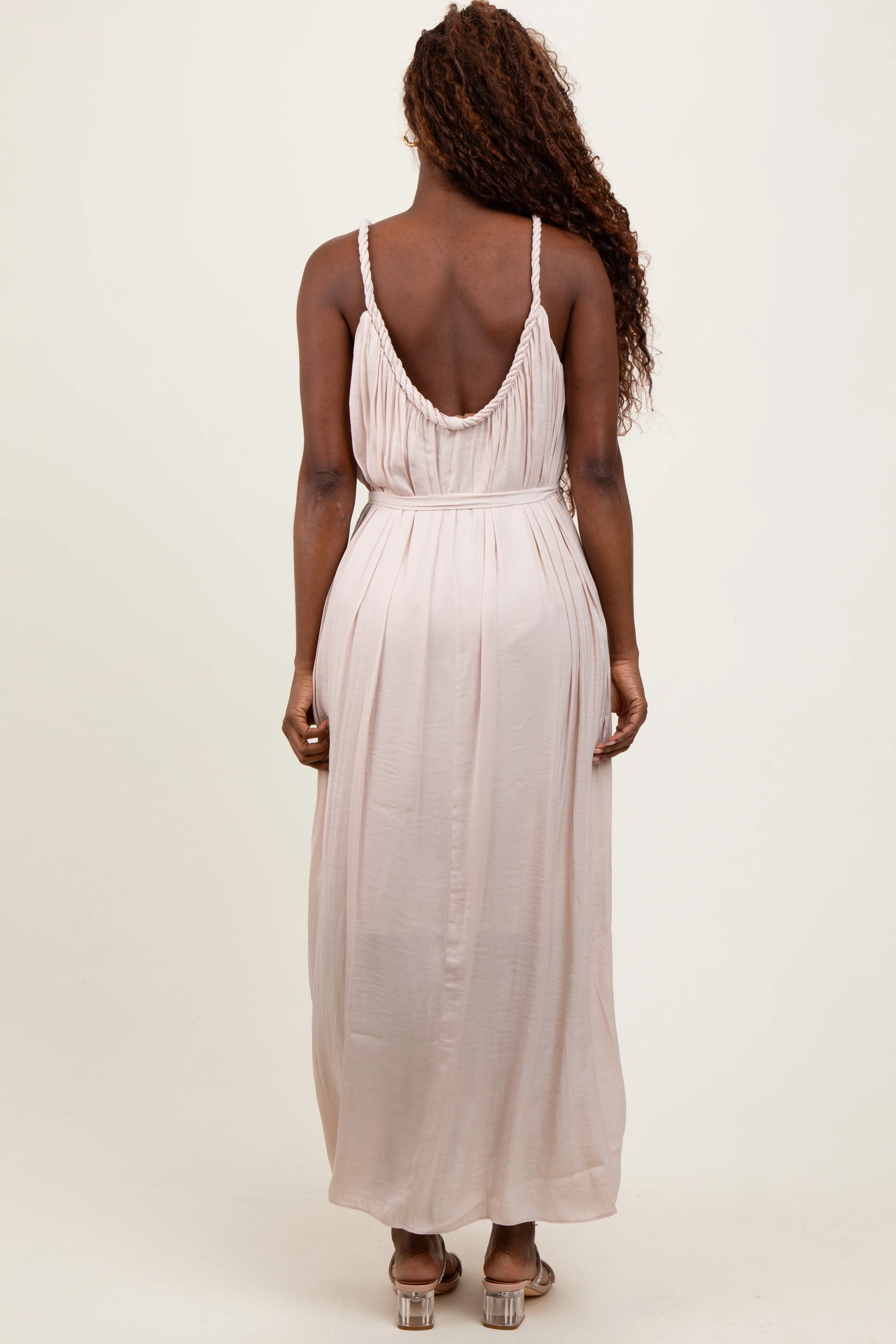 Cream Braided Neckline Maxi Dress - Image 3