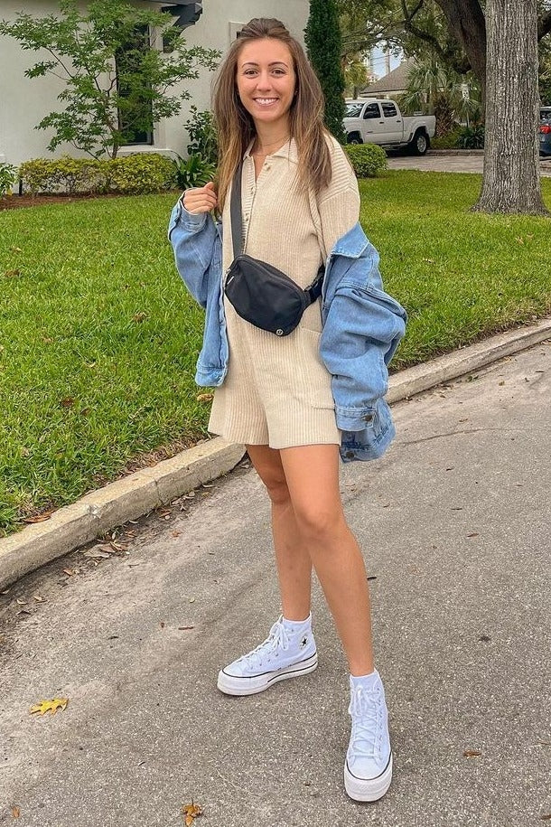 Cream Button Down Sweater Romper - Image 11