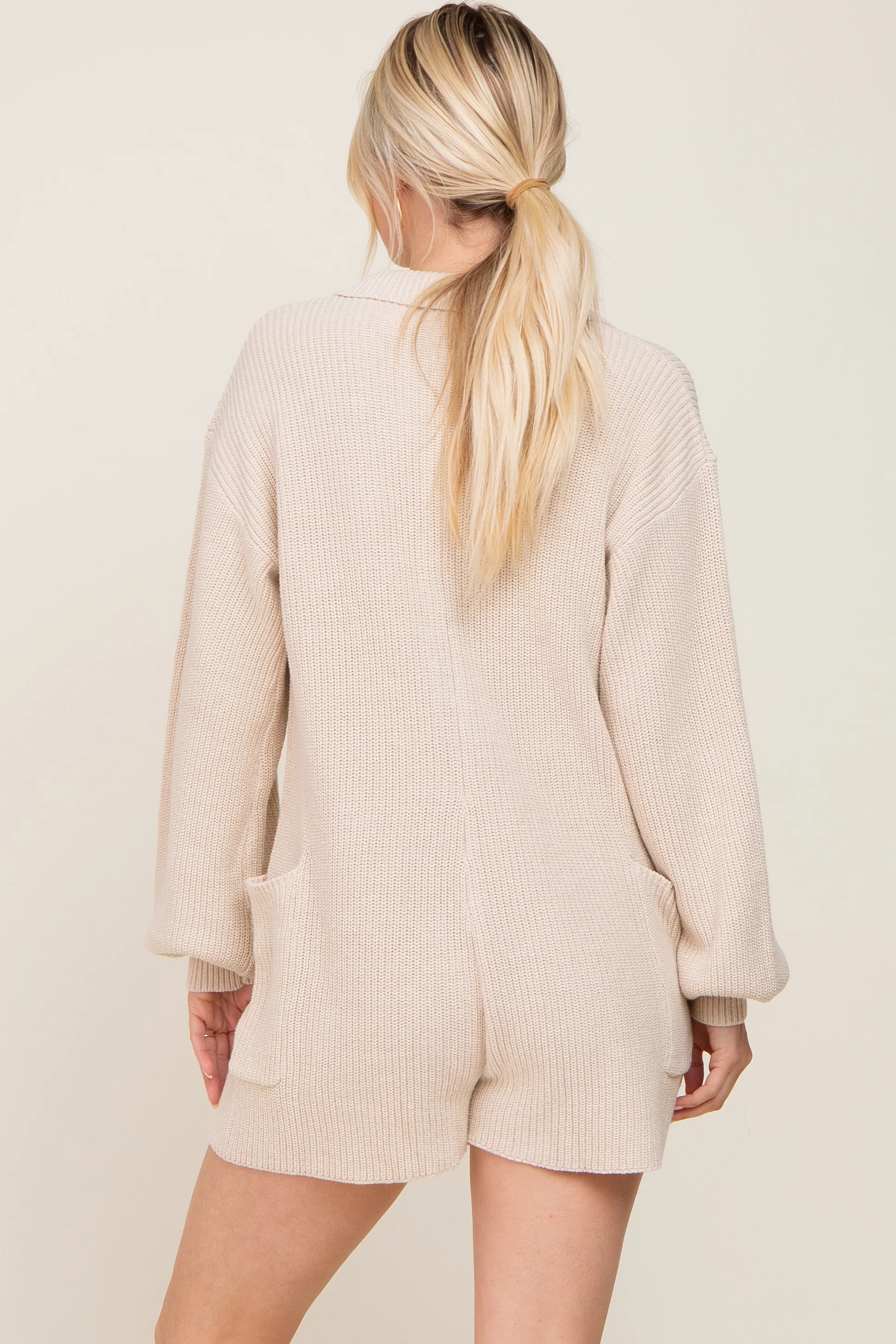 Cream Button Down Sweater Romper - Image 4