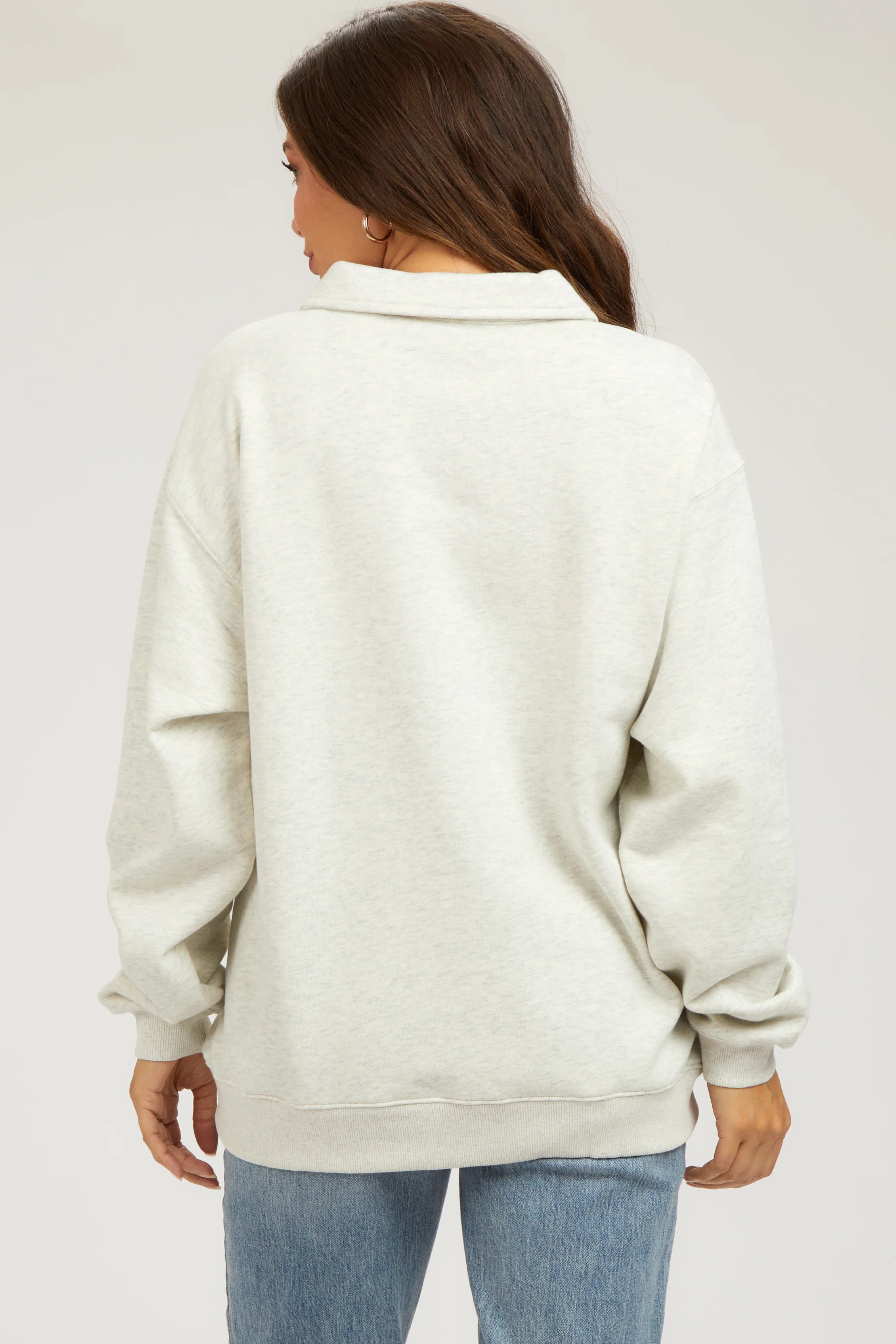 Cream Collared Pullover Maternity Sweatshirt - Image 3