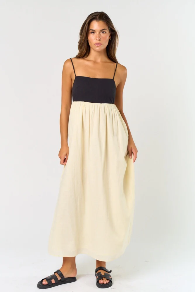 Cream Contrast Skirt Maternity Maxi Dress - Image 5