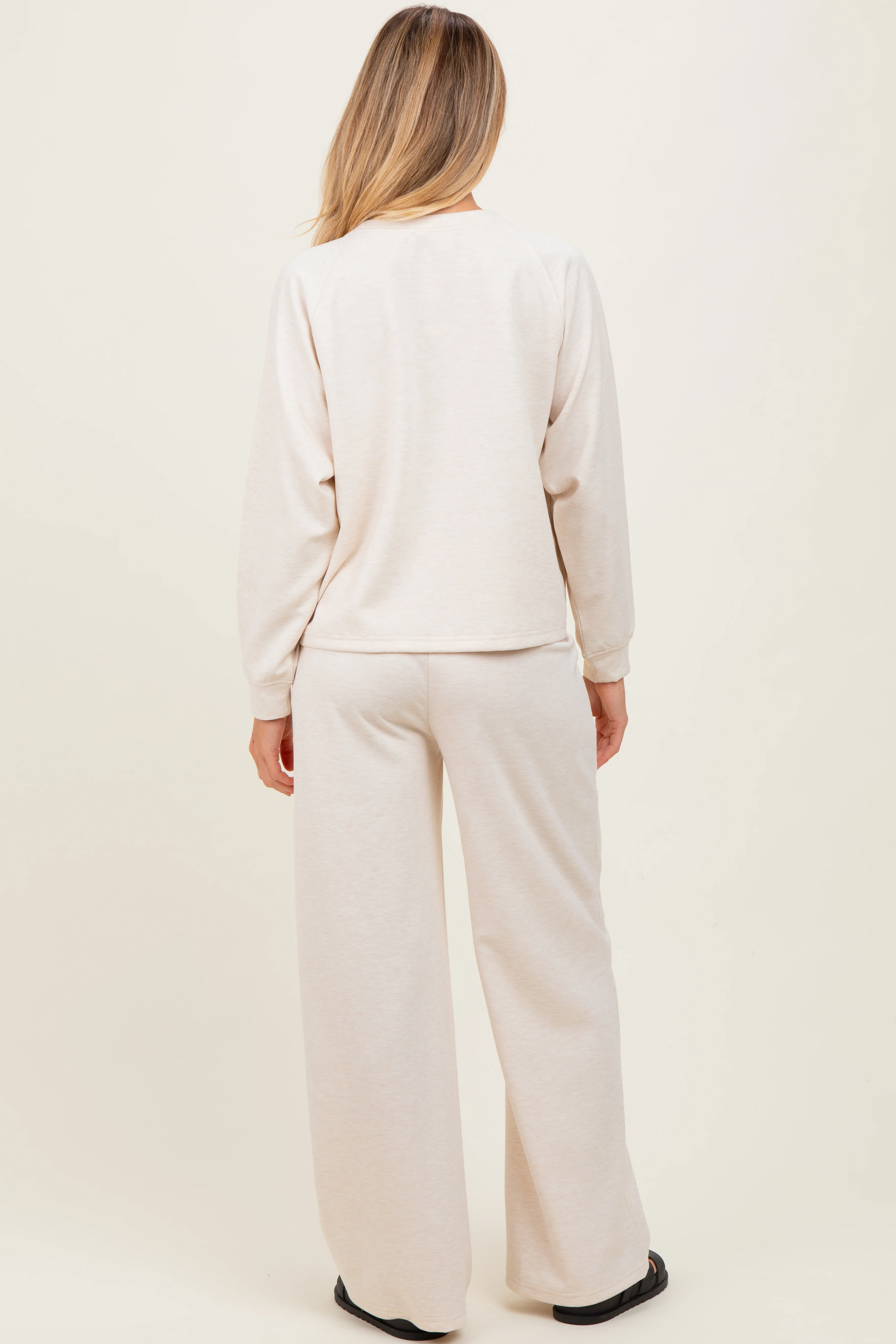 Cream Crewneck Pullover Pant Maternity Set - Image 4
