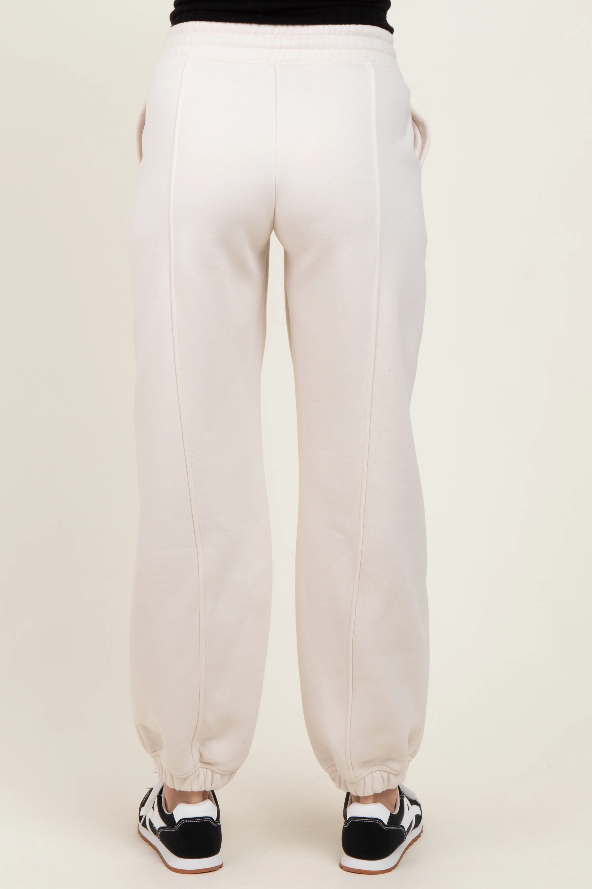 Cream Drawstring Relaxed Fit Maternity Sweatpants - Image 5