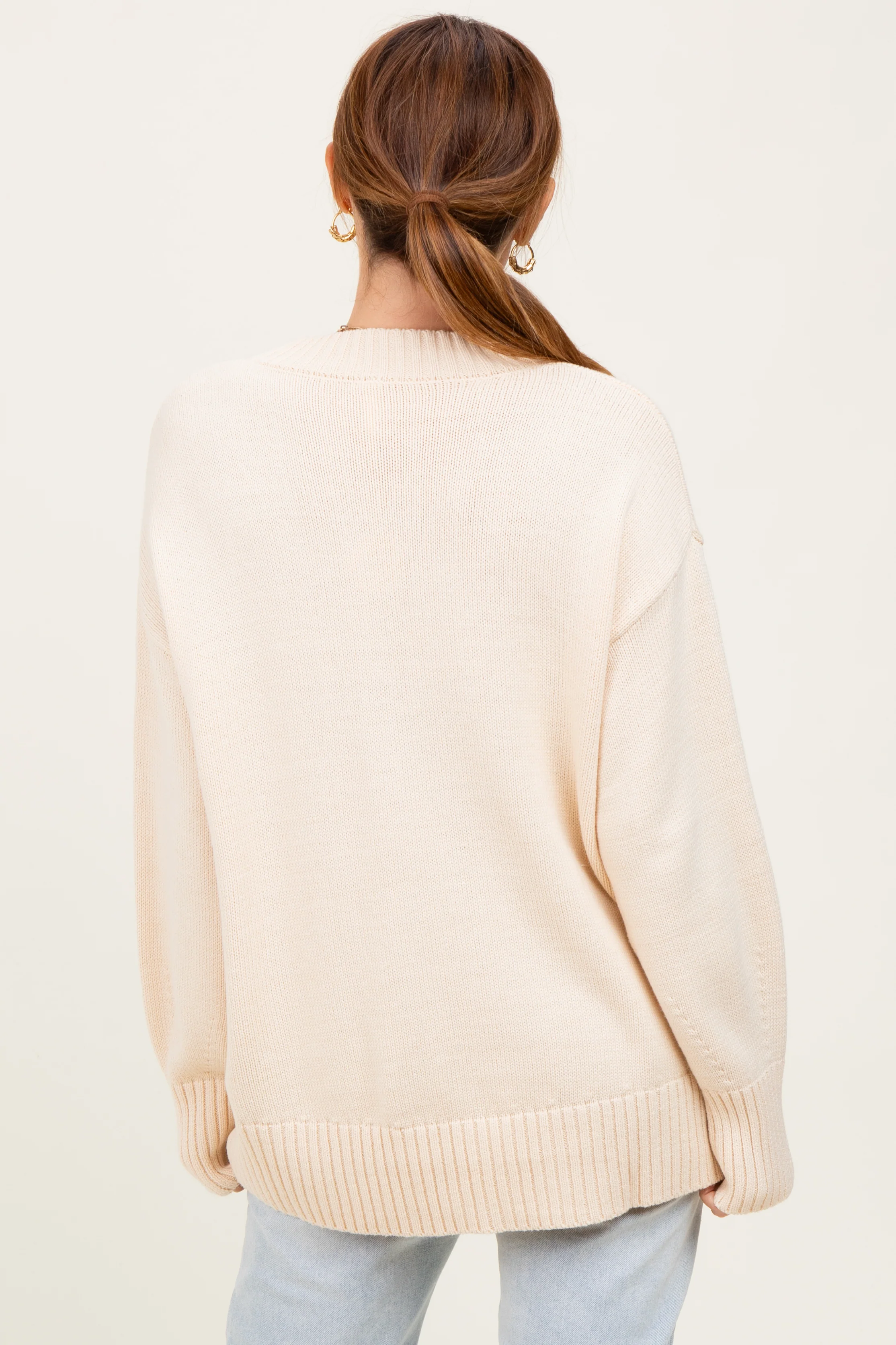 Cream Drop Shoulder Oversized Sweater - Image 4