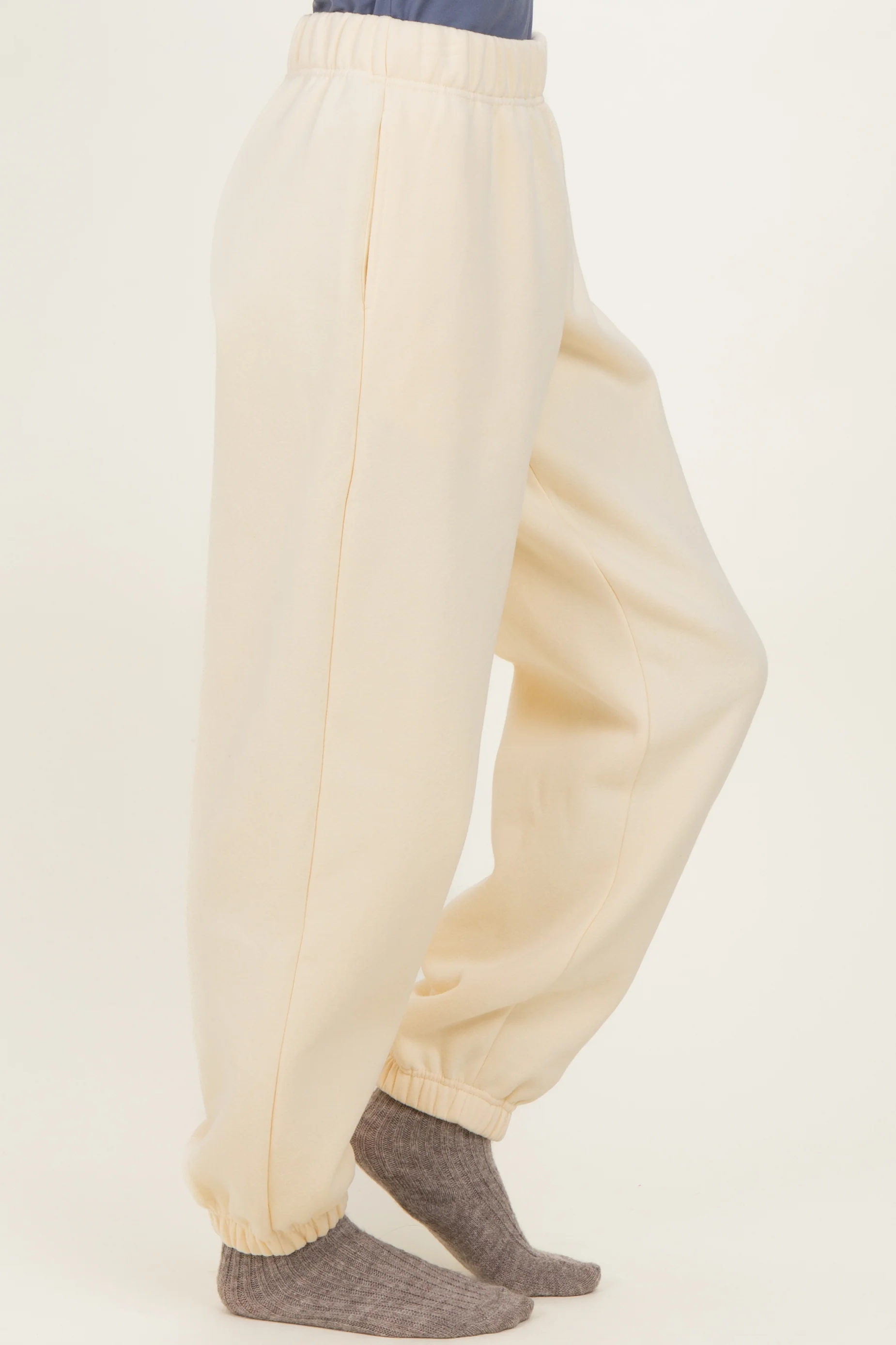 Cream Fleece Sweatpants - Image 4
