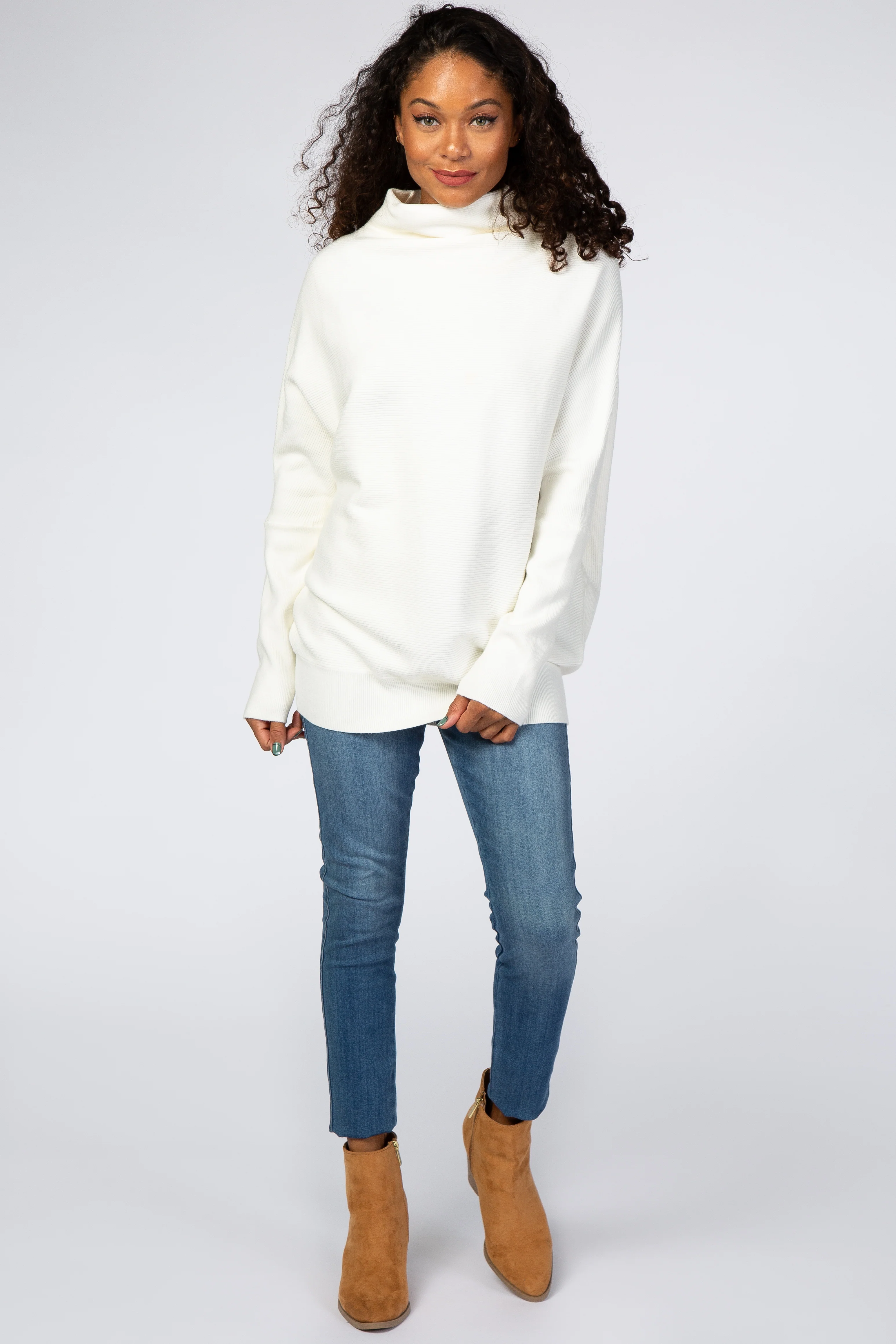 Cream Funnel Neck Dolman Sleeve - Image 4