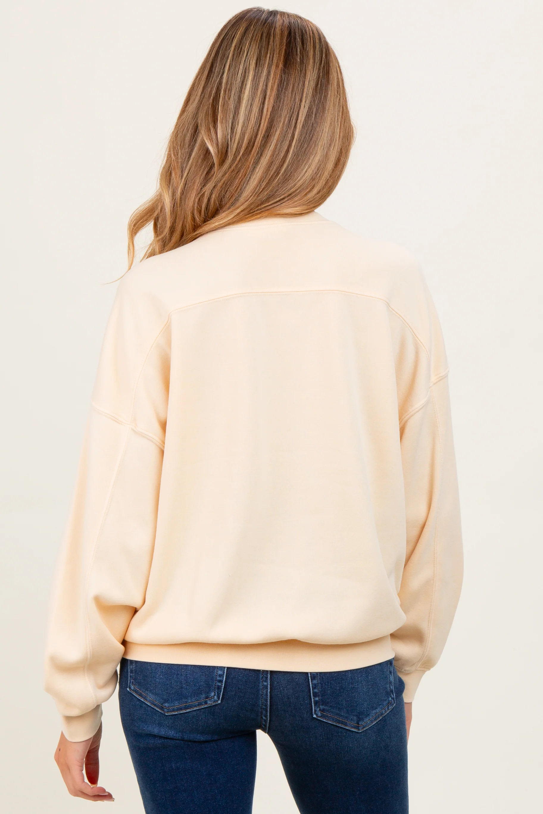 Cream Long Sleeve Maternity Sweatshirt - Image 4