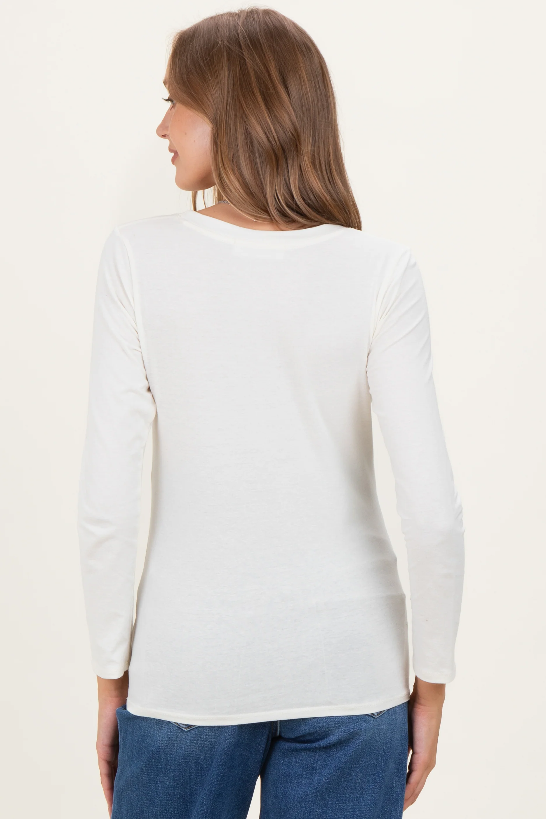 Cream Long Sleeve Maternity Top - Image 4