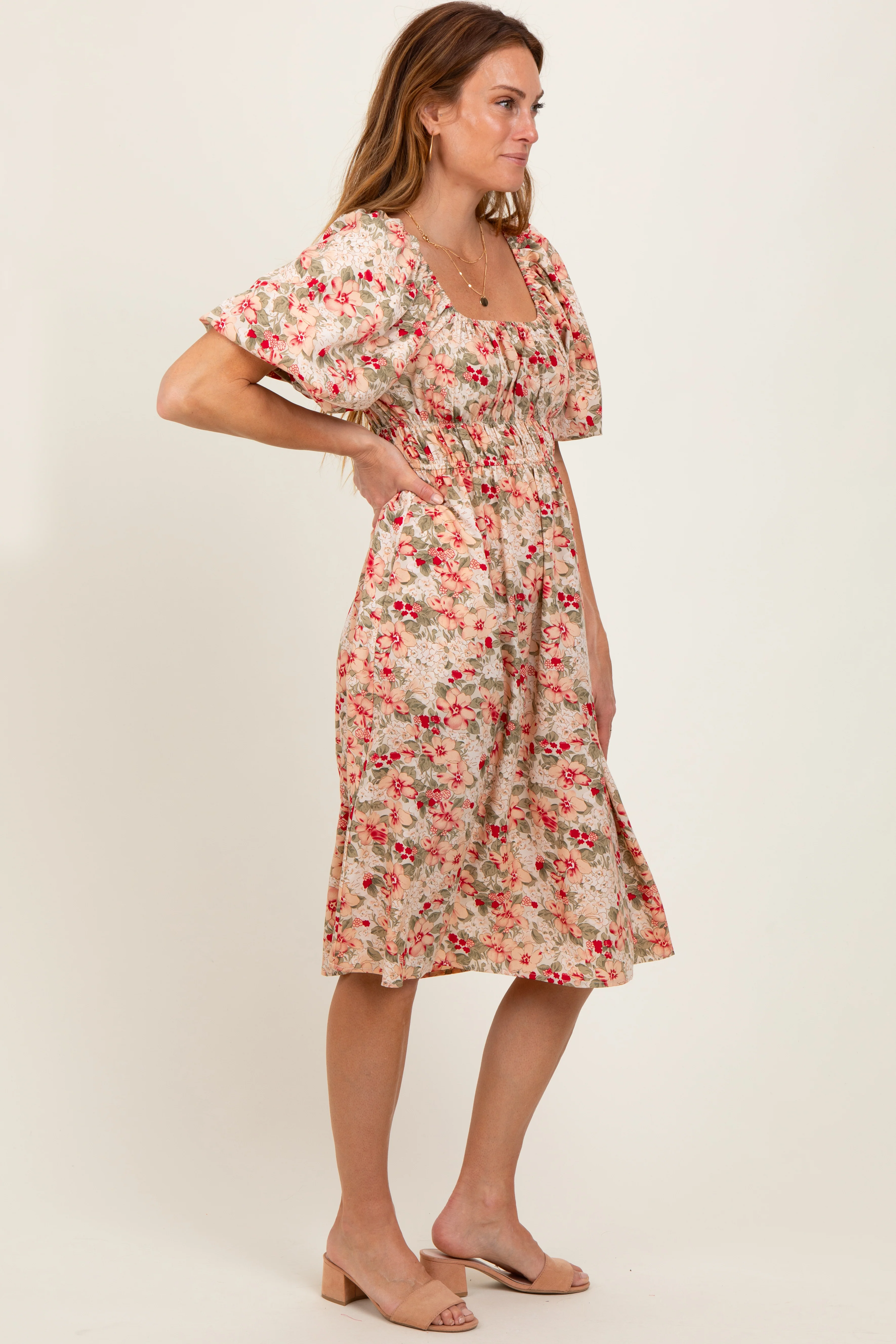 Cream Multi Printed Floral Maxi Dress - Image 3