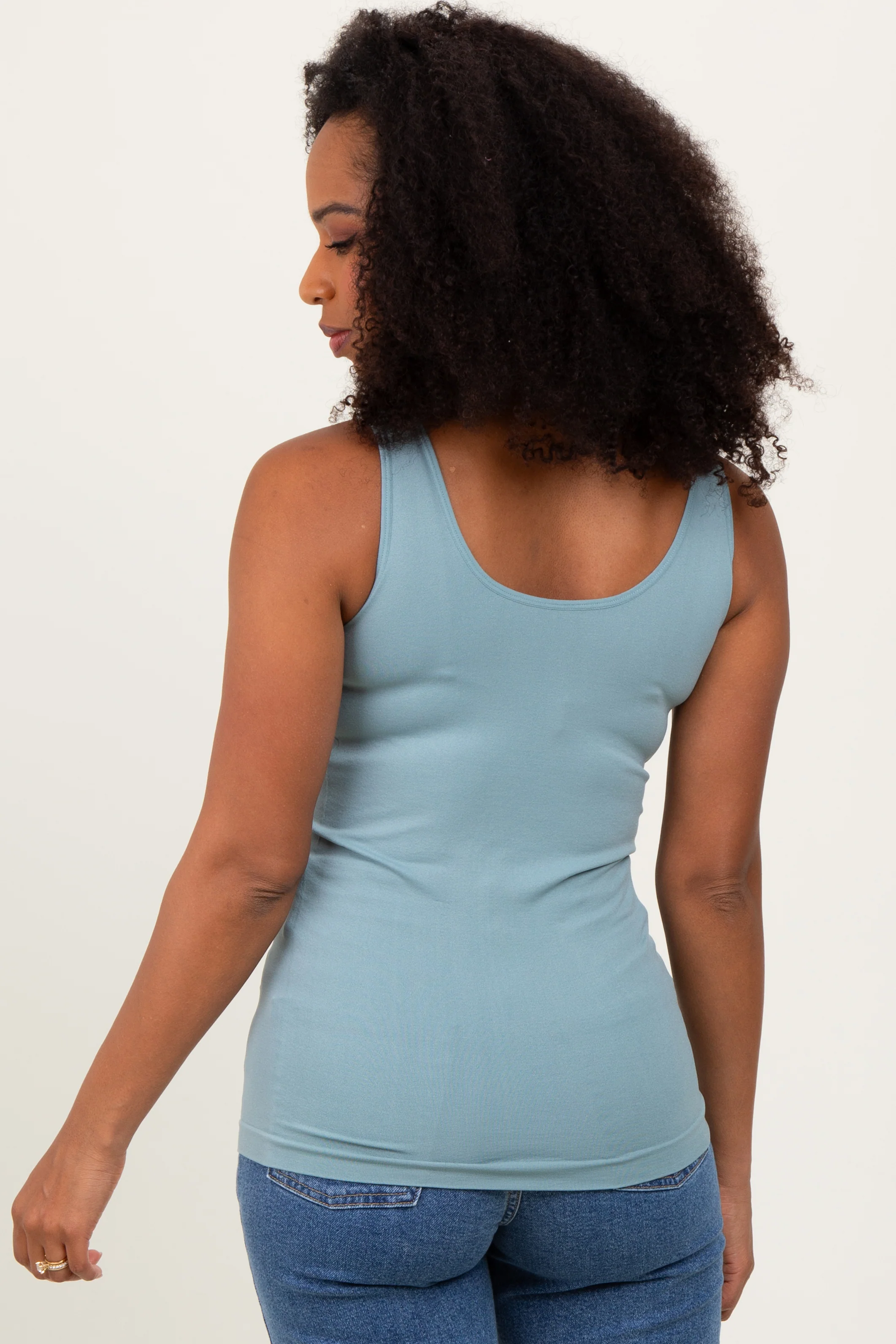 Dark Teal Reversible Seamless Fitted Tank - Image 4